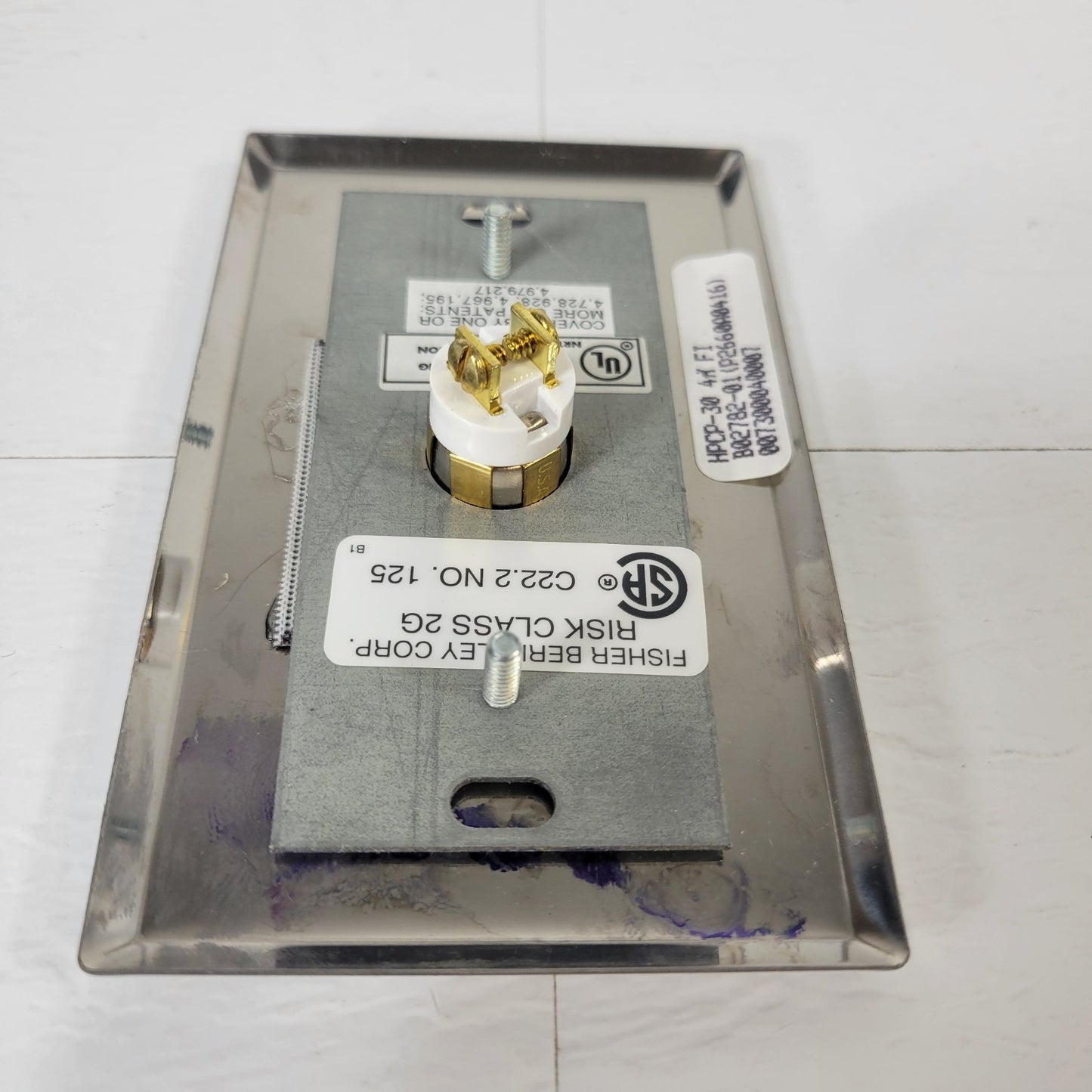 Fisher Berkley Ektacom HPCP-30 Single Push Button Stainless Steel Wall Plate