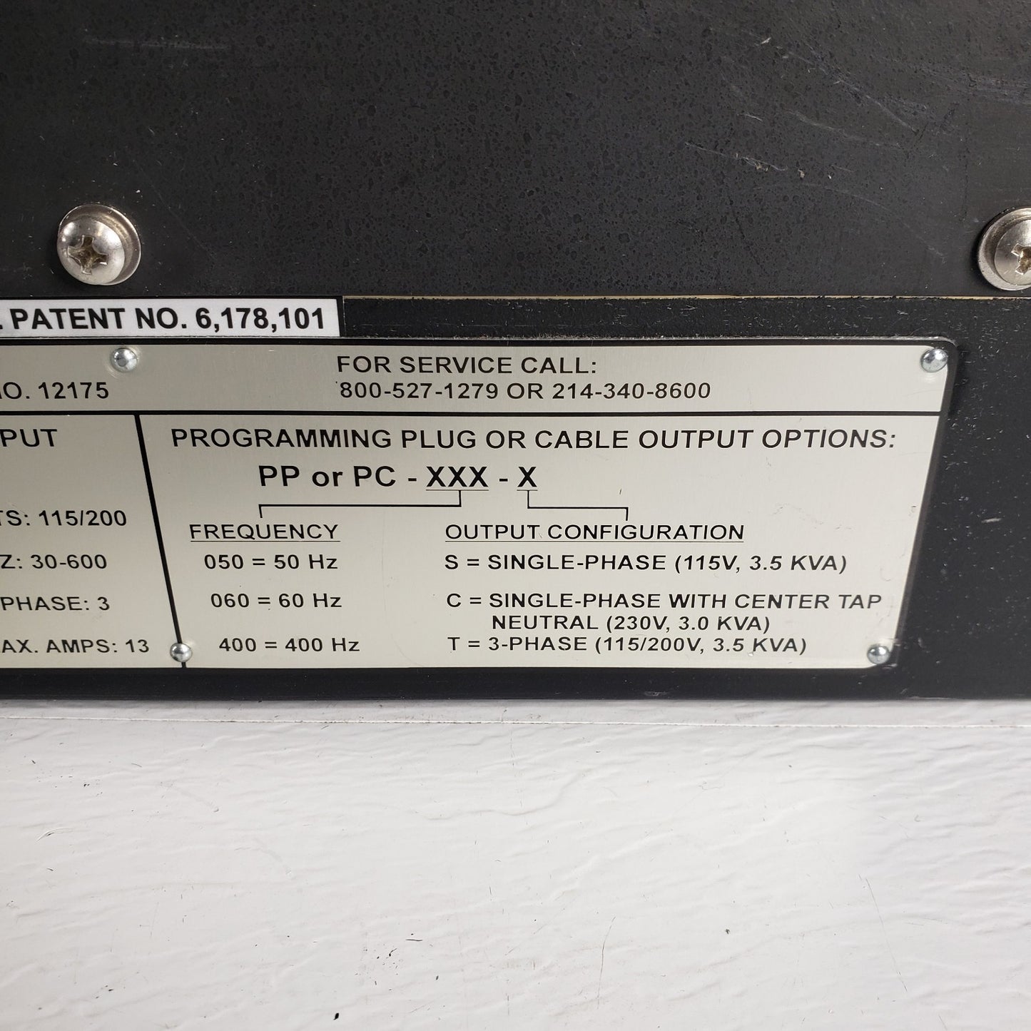 Unitron Frequency Converter PS-94-444-14 115-200VAC 30-600Hz 3-Phase 80-17005-14