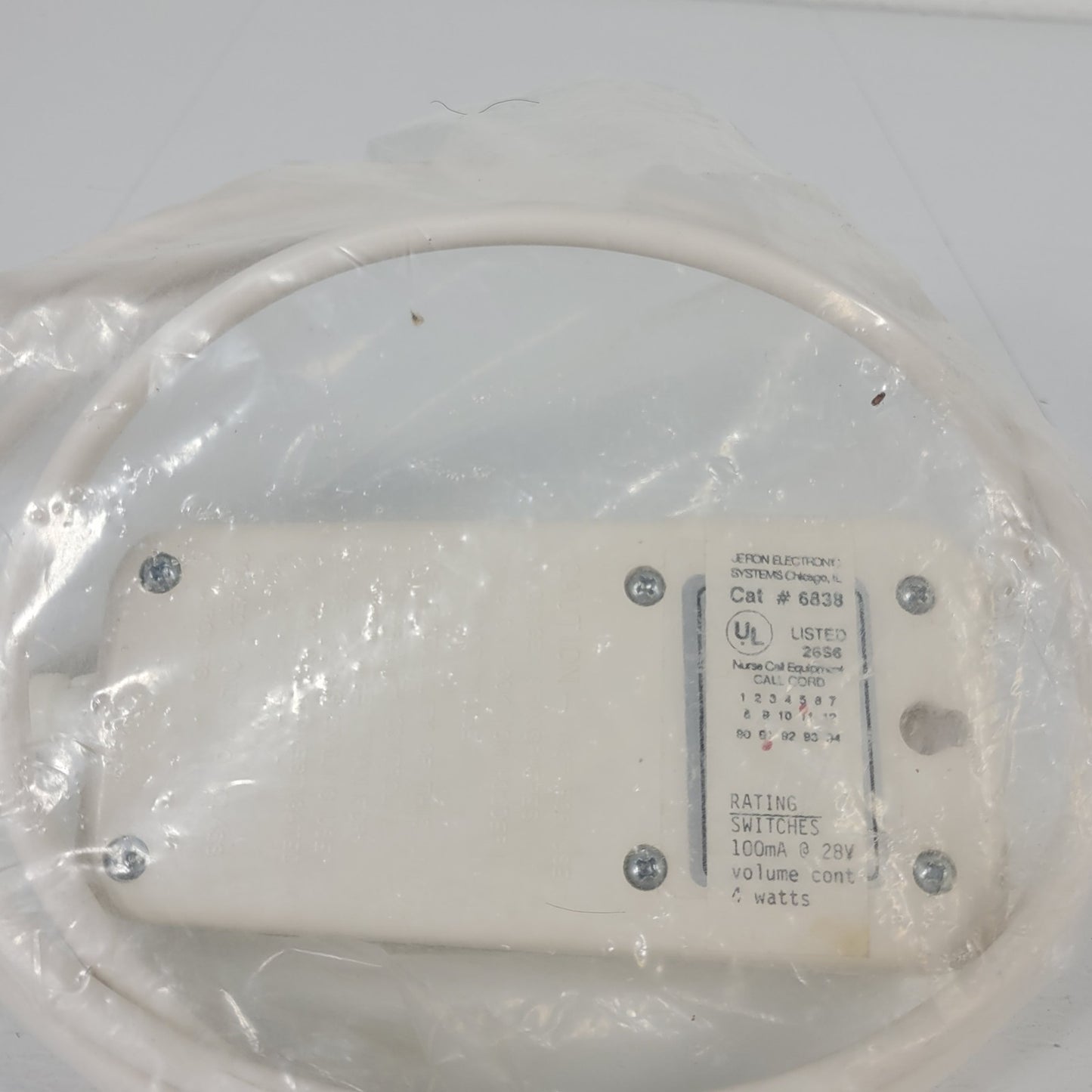 Jeron 6838 Electronic Systems Call Cord 8 Pin Connector Nurse Call Button Blue