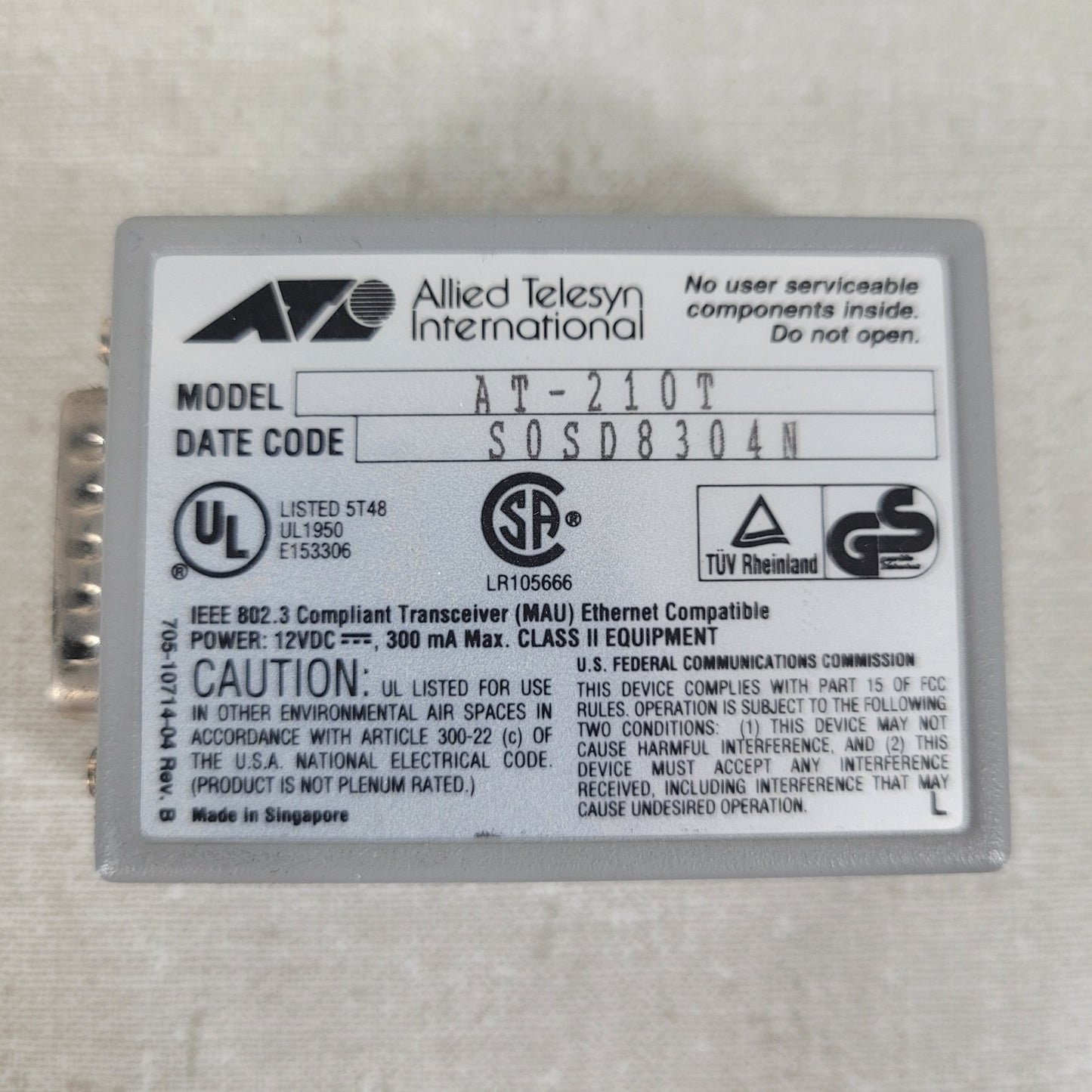 CentreCOM 210T Twisted Pair Transceiver IEEE 802.3 10 Base T (MAU)