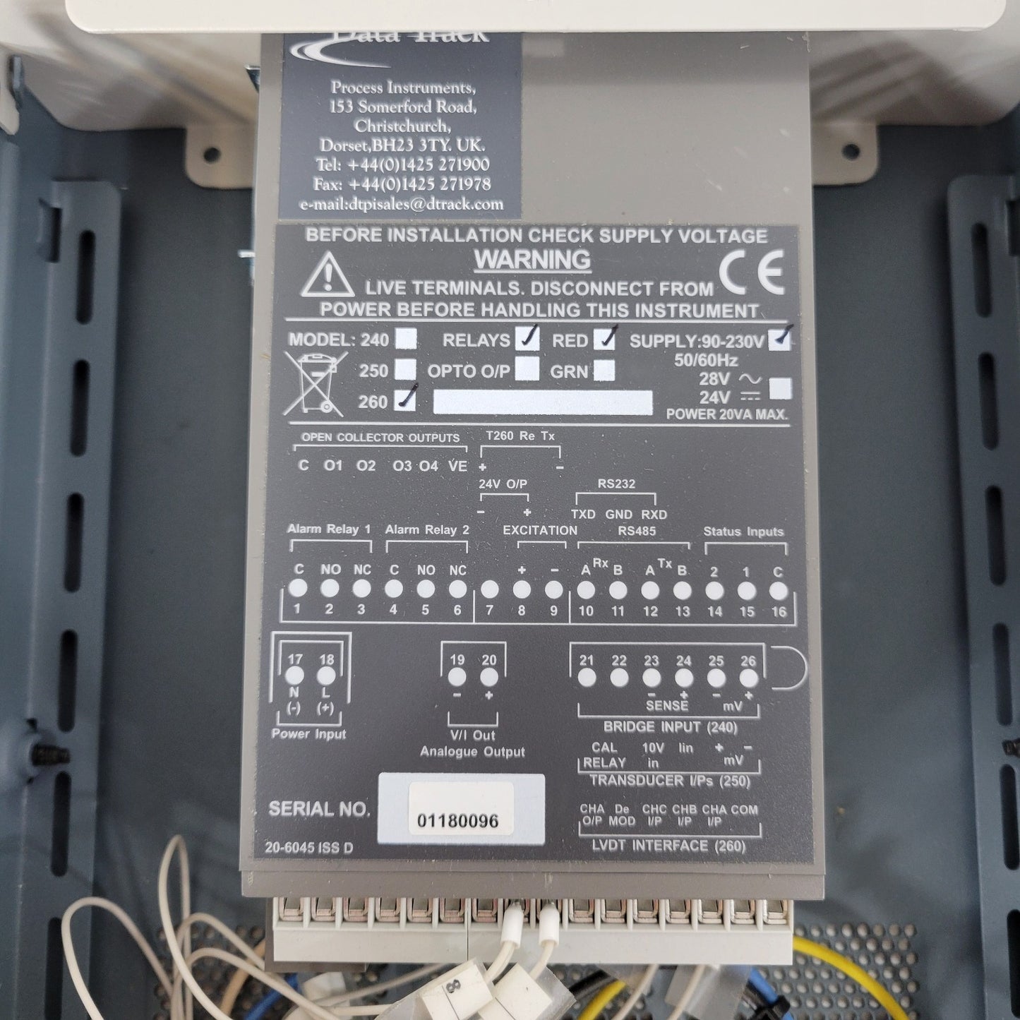 Schneider Electric 20-6045 D Tracker 260 Data Track Process Instrument w/ Relays