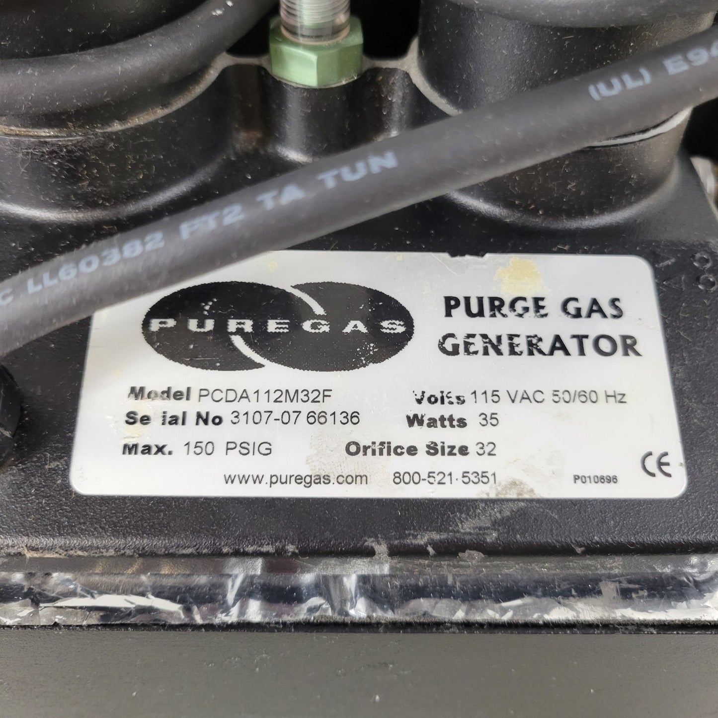 Puregas PCDA112M32F Purge Gas Generator Max 150 PSIG 115V 35W Orifice Size 32