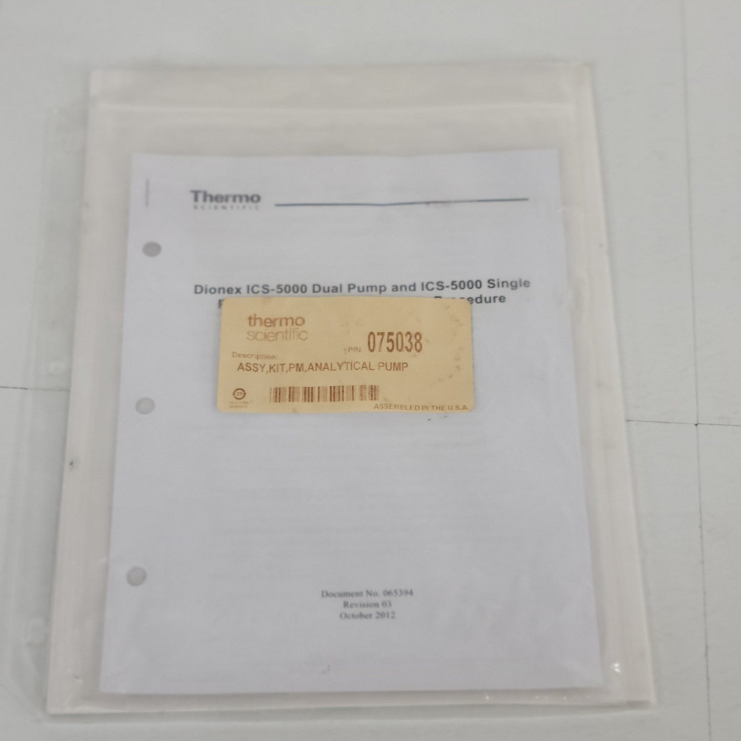 Thermo Scientific Dionex ICS-5000 Dual Pump Maintenance & Replacement Manual