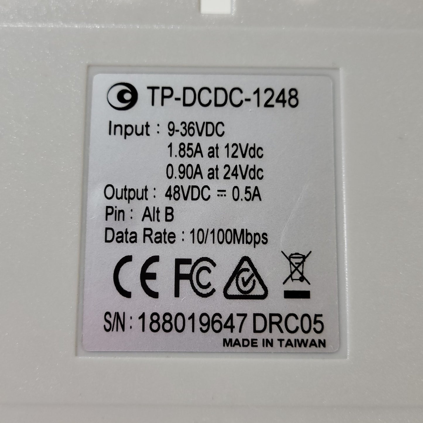 TP-DCDC-1248 PoE Power Over Ethernet Injector w/ New 6a R&Mfreenet Patch Cord