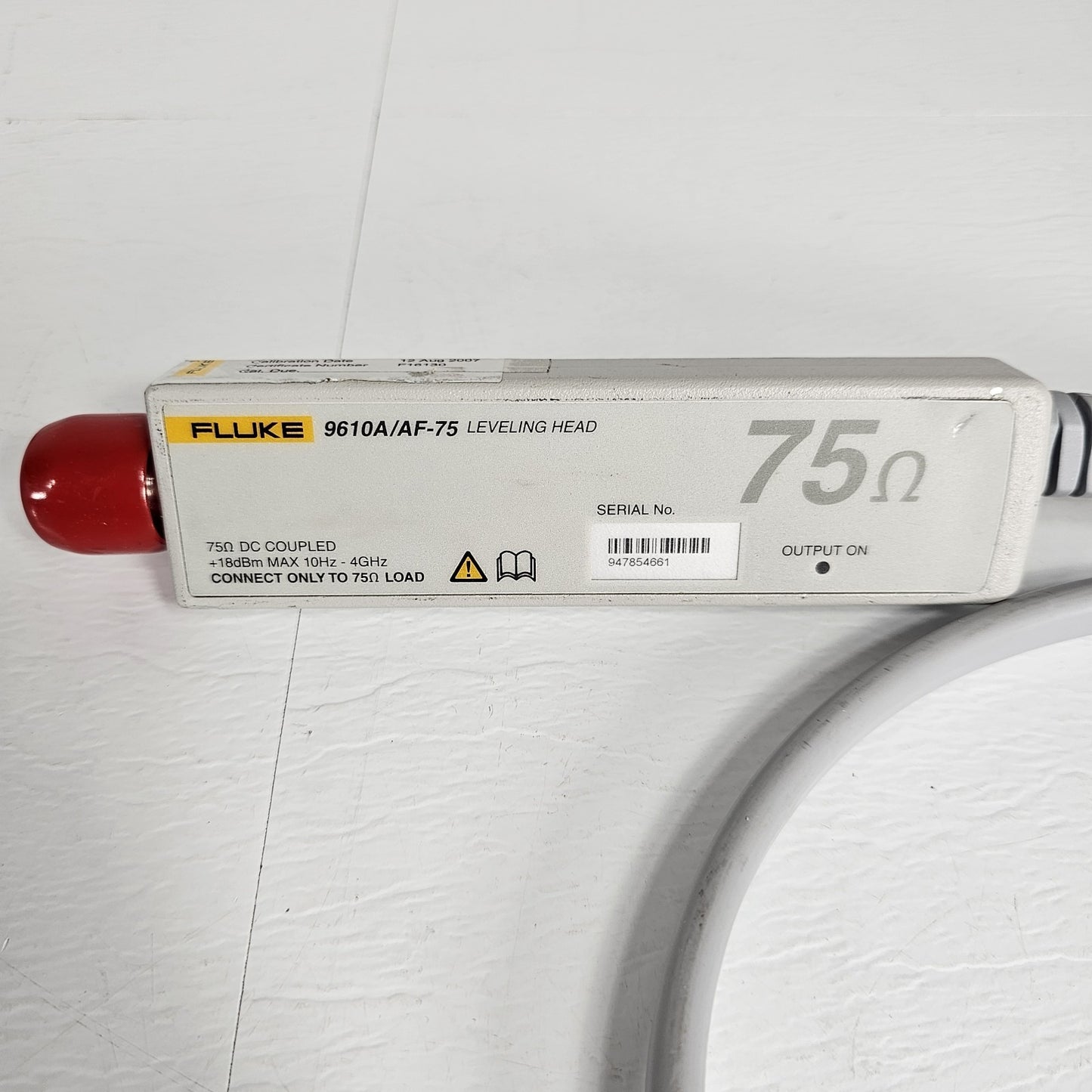Fluke 9610A/AF-75 Leveling Head 75 Ohm DC Coupled +18dBm Max 10Hz-4GHz 75Ω Cal