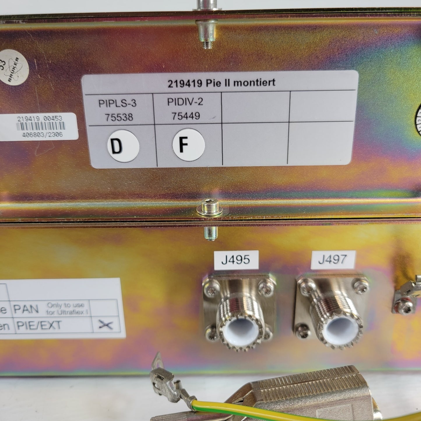 Bruker 219419 Microflex Spectrometer PIE II Montiert Power Supply X4285