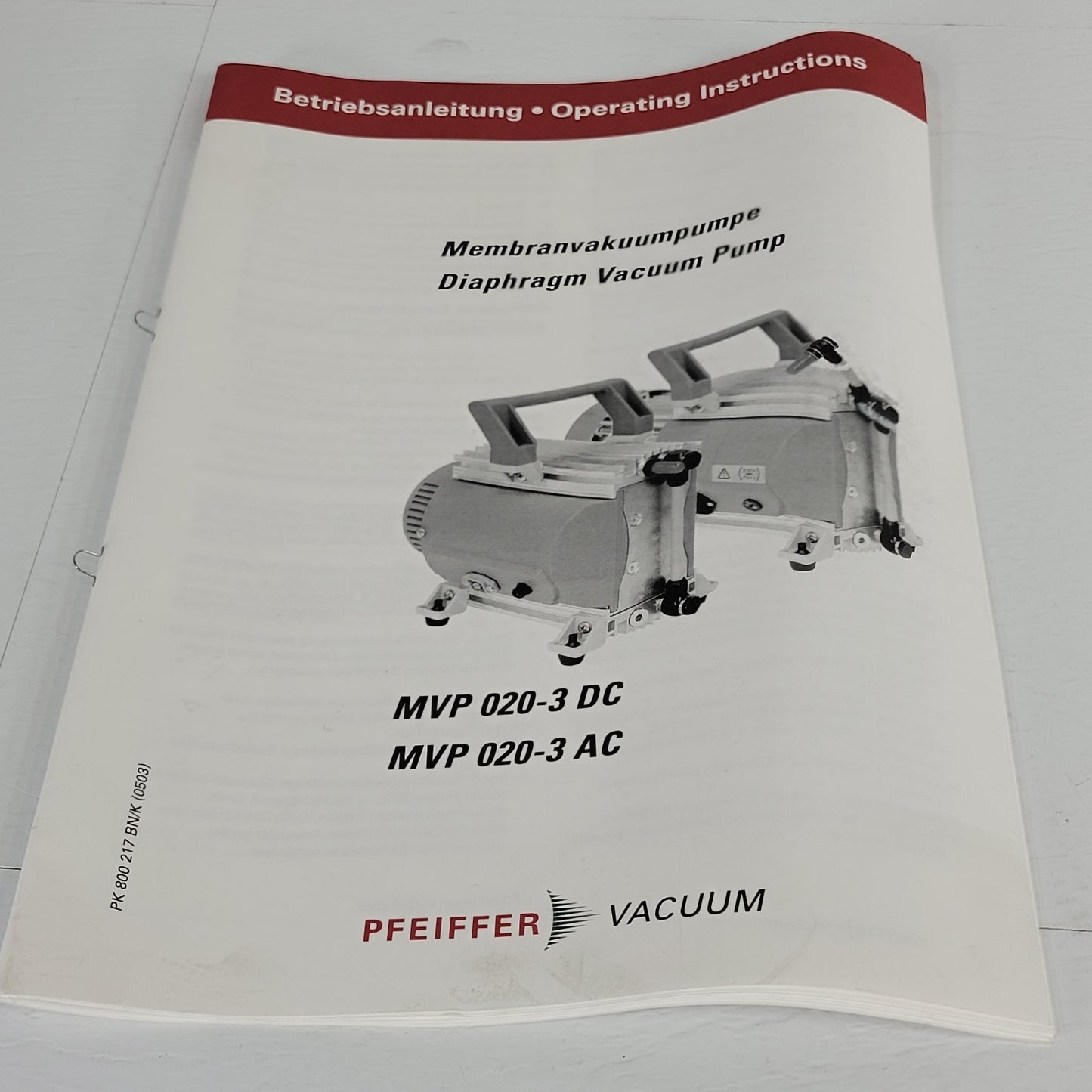 Pfeifer MVP 020-3DC Vacuum PK T01 150 Diaphragm Vacuum Pump 24 VDC 64 W