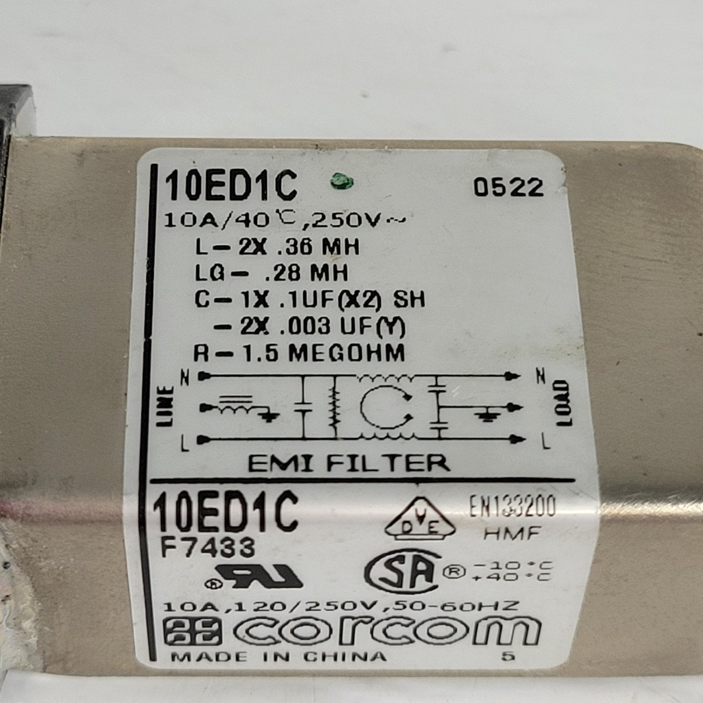 Schurter A326L100C0 Power Switch 10A And Corcom 10ED1C F7433 Power Inlet
