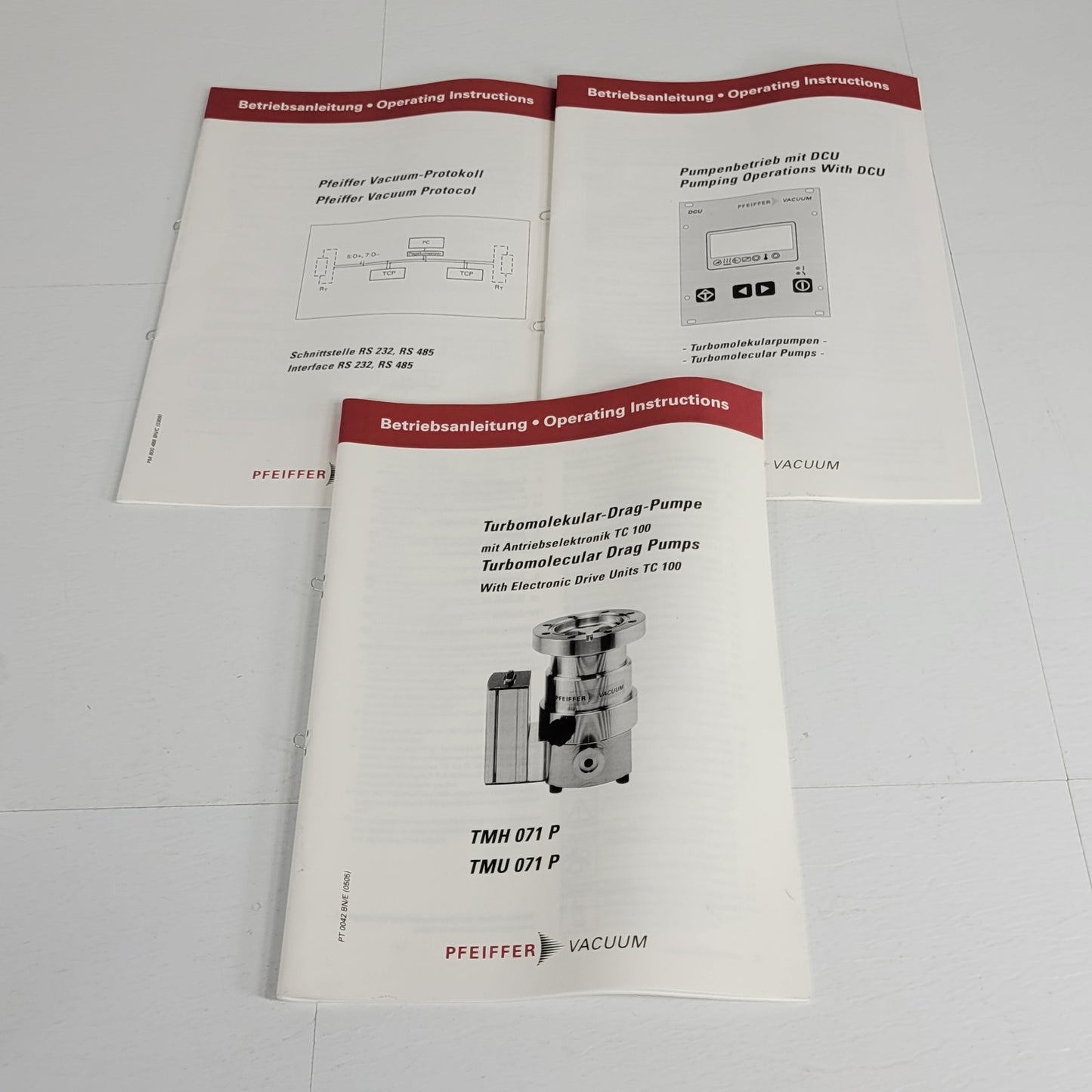 Pfeiffer Vacuum TMH 071 P Pump Operations w/ DCU Operating Manuals And Protocol