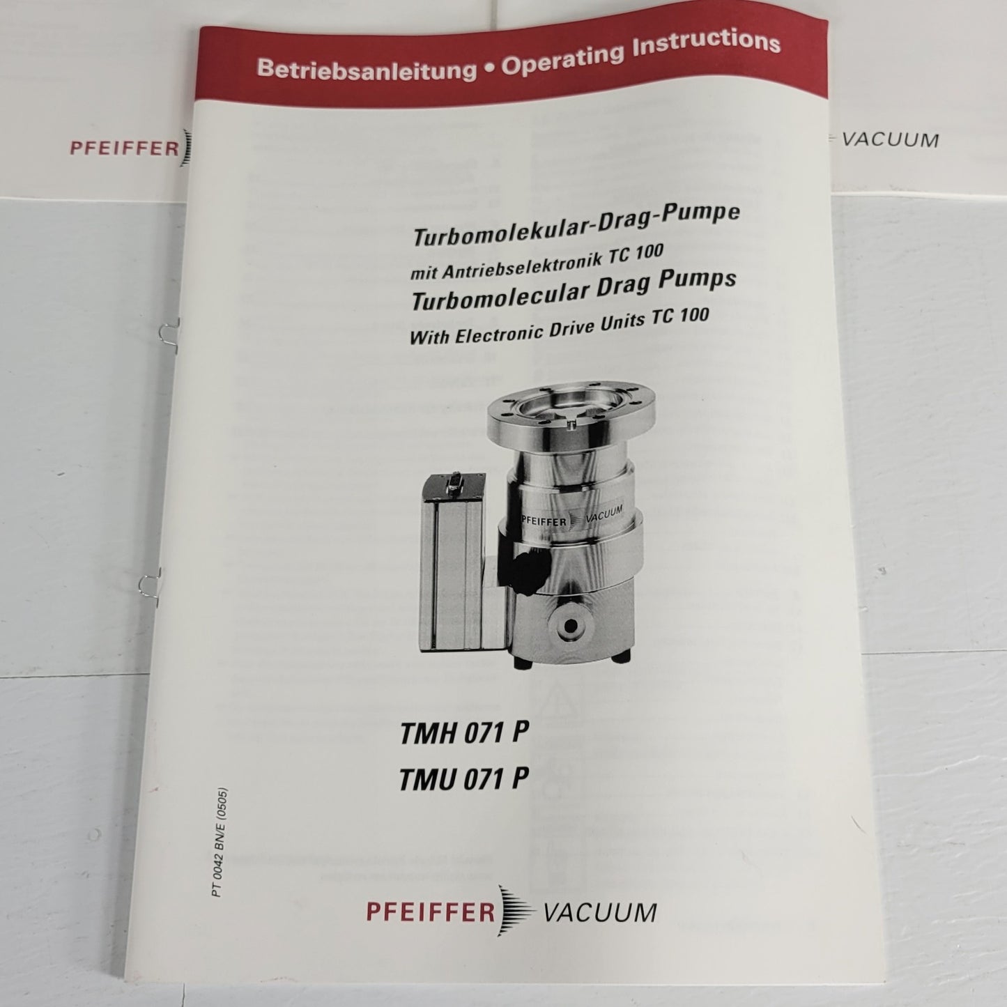 Pfeiffer Vacuum TMH 071 P Pump Operations w/ DCU Operating Manuals And Protocol