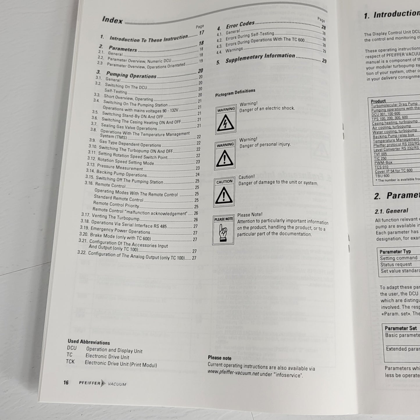 Pfeiffer Vacuum TMH 071 P Pump Operations w/ DCU Operating Manuals And Protocol