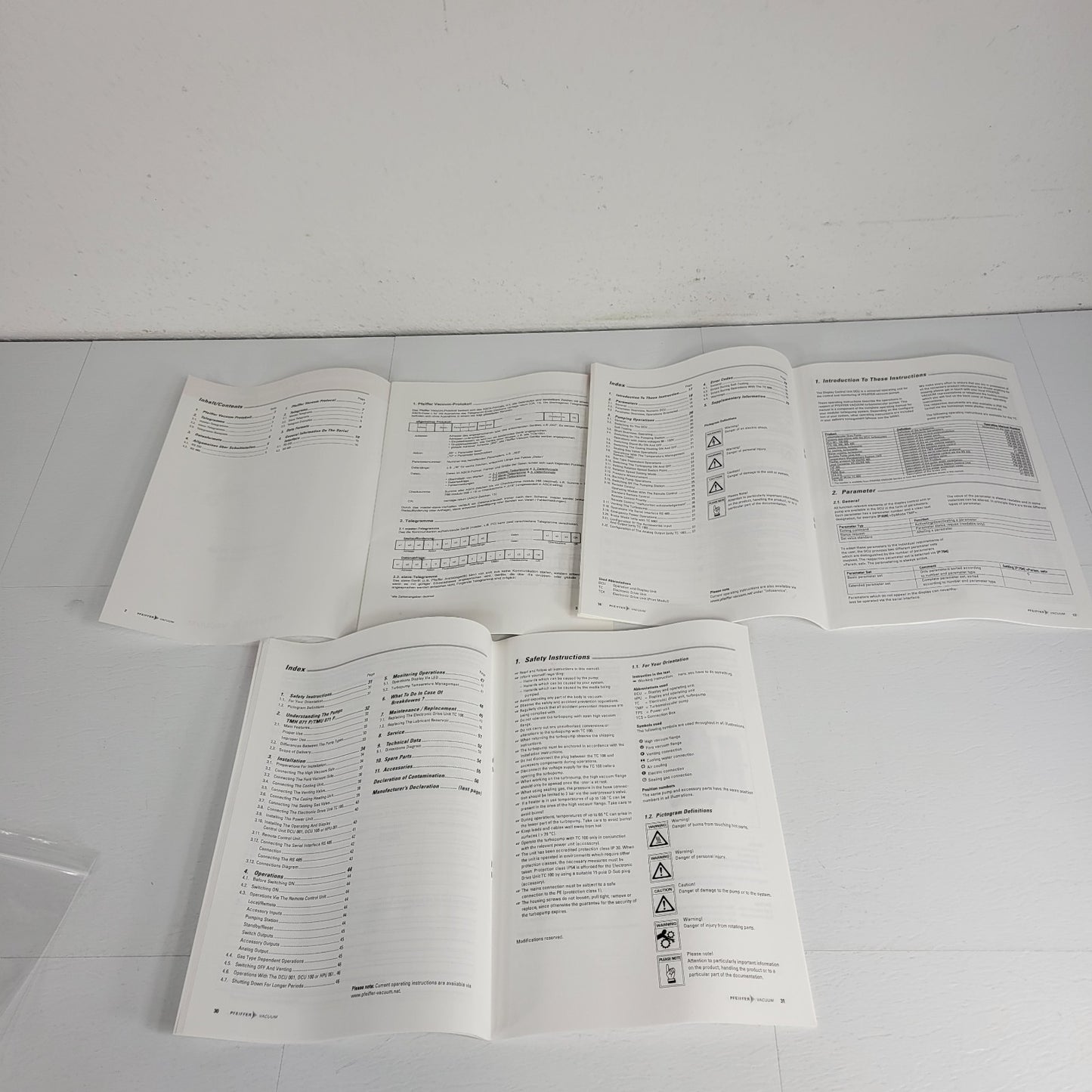 Pfeiffer Vacuum TMH 071 P Pump Operations w/ DCU Operating Manuals And Protocol