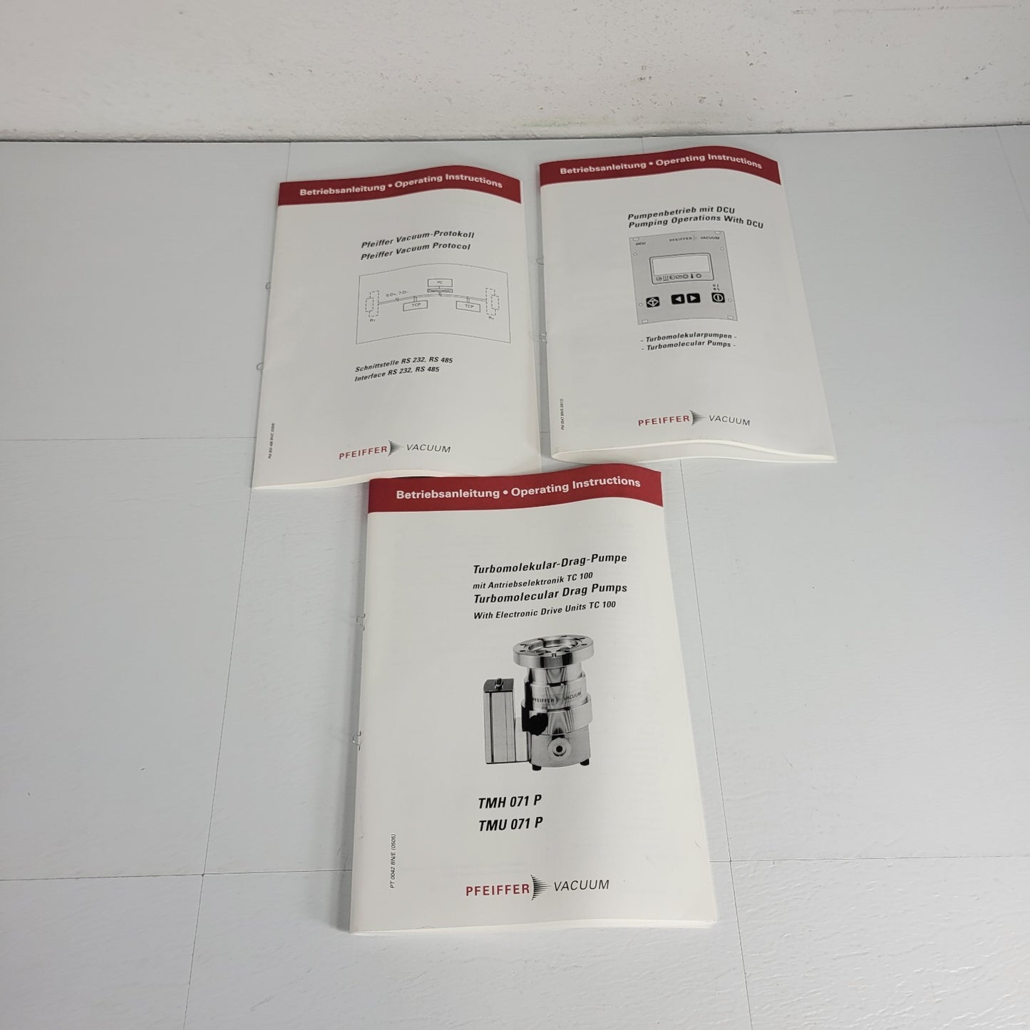 Pfeiffer Vacuum TMH 071 P Pump Operations w/ DCU Operating Manuals And Protocol