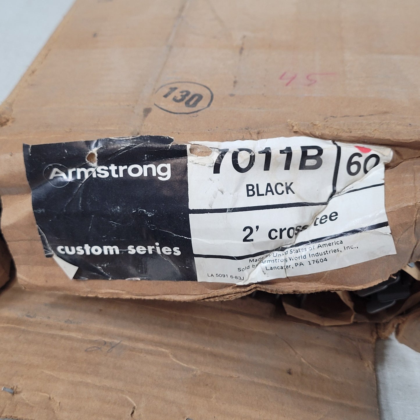 Armstrong 7011B Black 2' Drop Ceiling Cross Tee Box Of 60 Pieces Two Foot