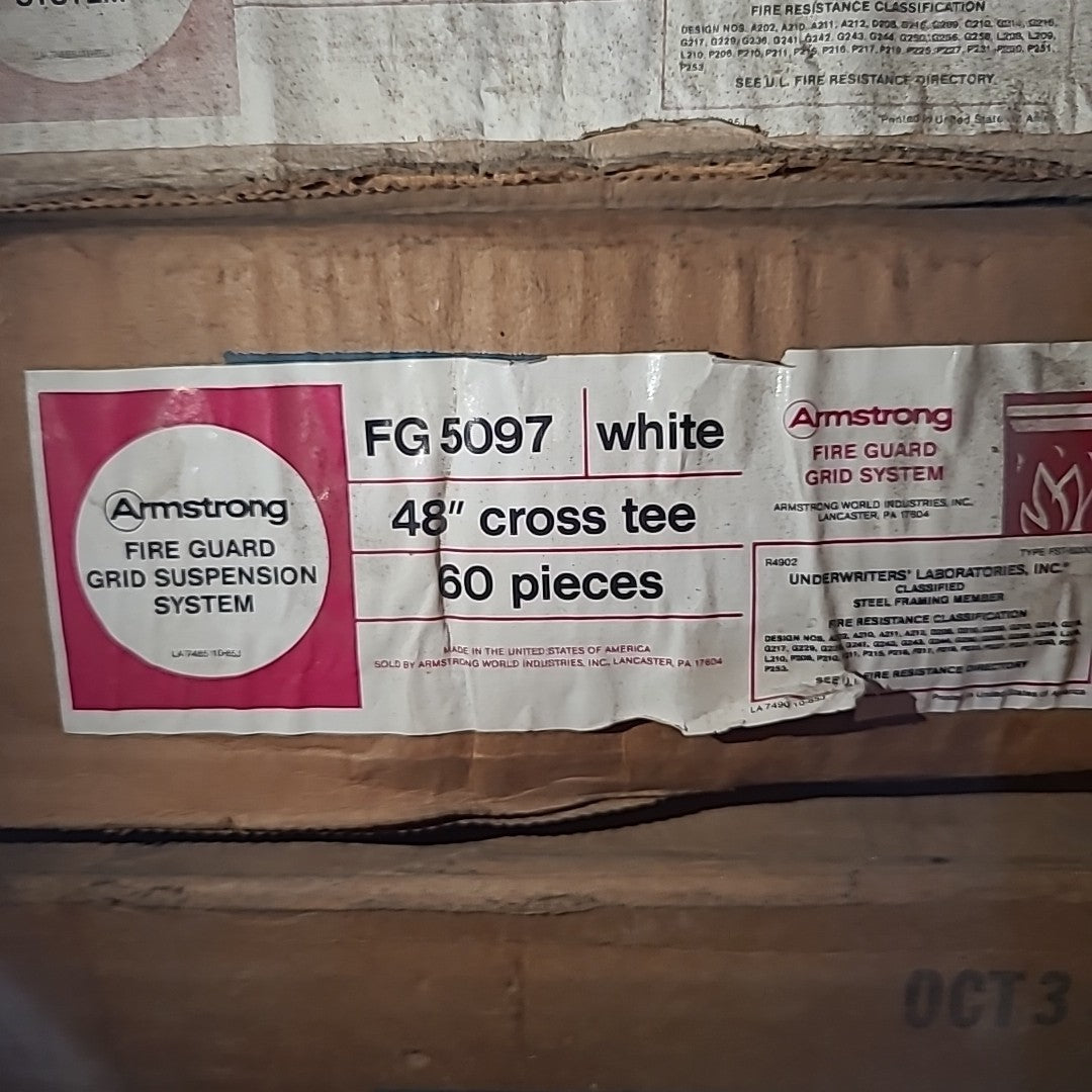 Armstrong Super White 4' Drop Ceiling Cross Tee Grid System Box Of 60 Pieces