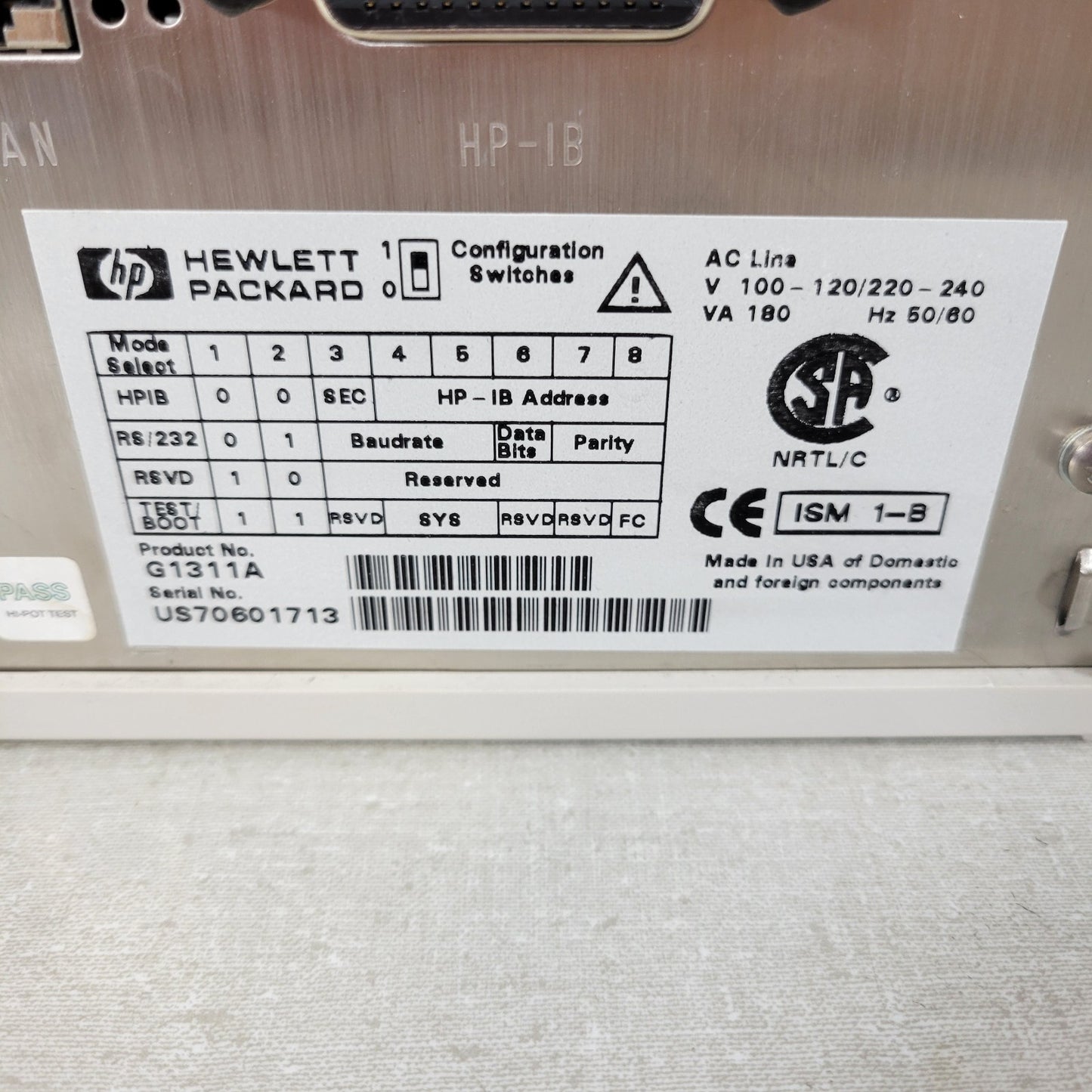 TESTED WORKS HP Hewlett Packard G1311A Quat Pump HPLC Quaternary 1100 Agilent