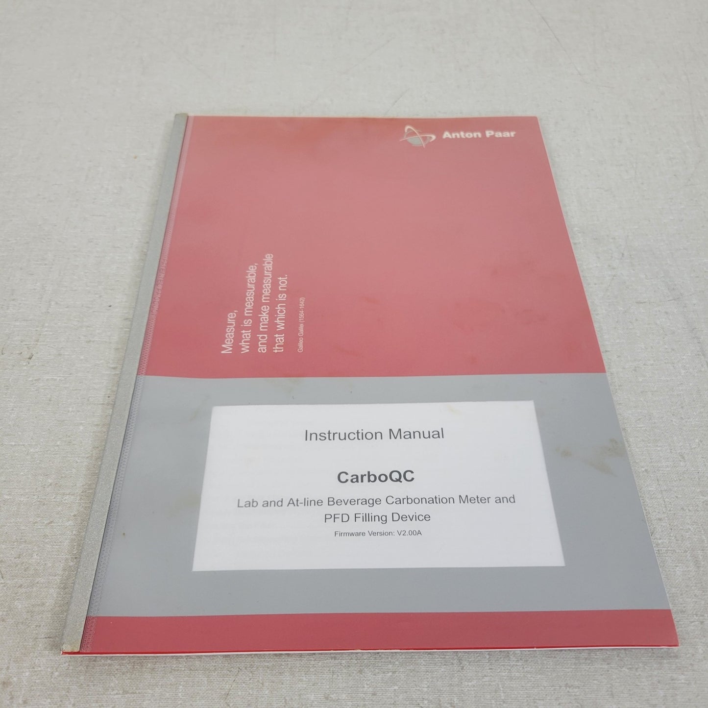 Anton Paar CarboQC Instruction Manual Lab and At-line Beverage Carbonation Meter