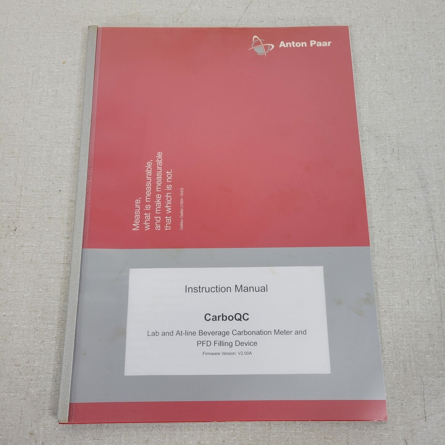 Anton Paar CarboQC Instruction Manual Lab and At-line Beverage Carbonation Meter
