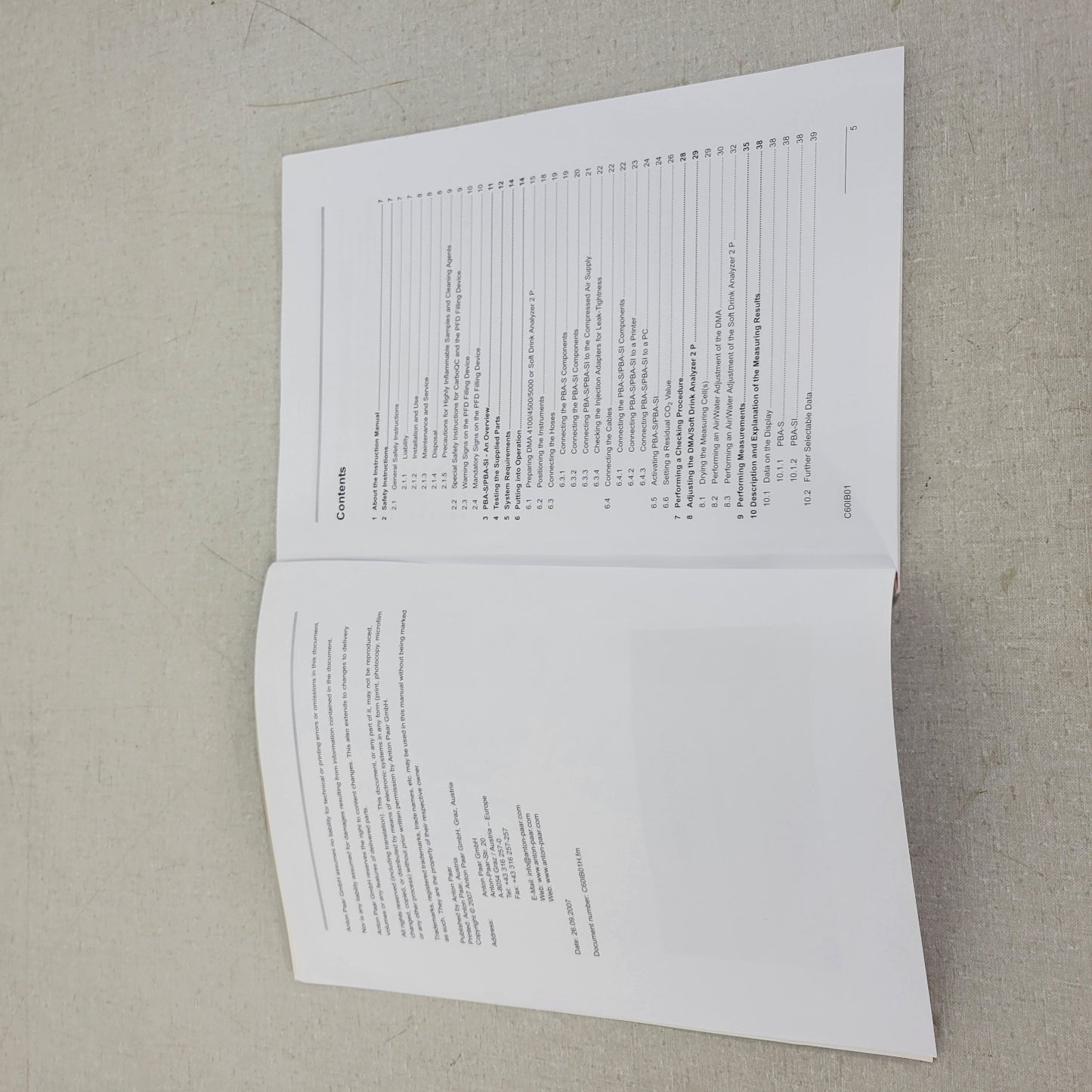 Anton Paar PBA-S/PBA-SI Packed Beverage Analyzer Instruction Manual