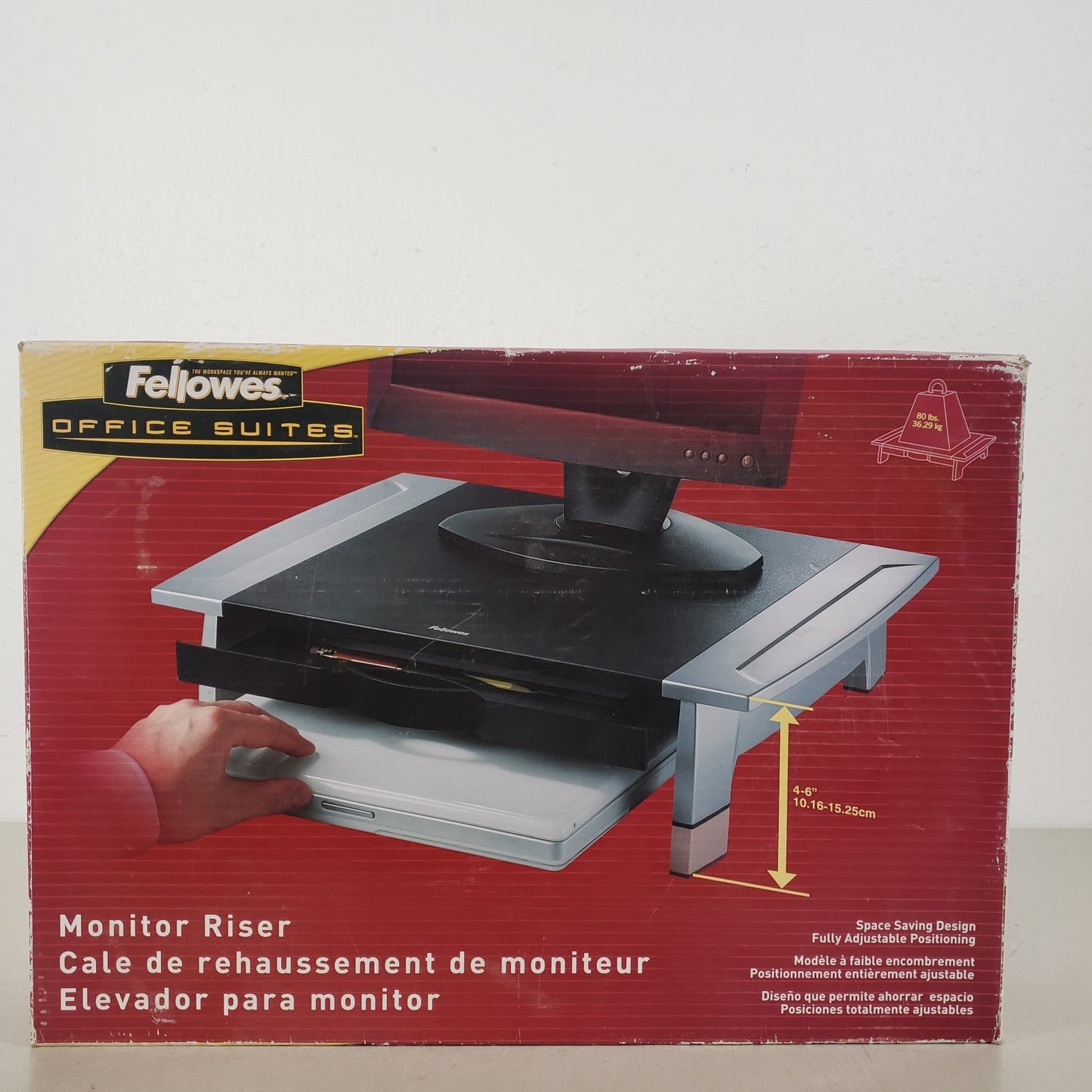 Vintage New In Box Fellowes Monitor Riser 19 x 14 x 6" Storage Drawer