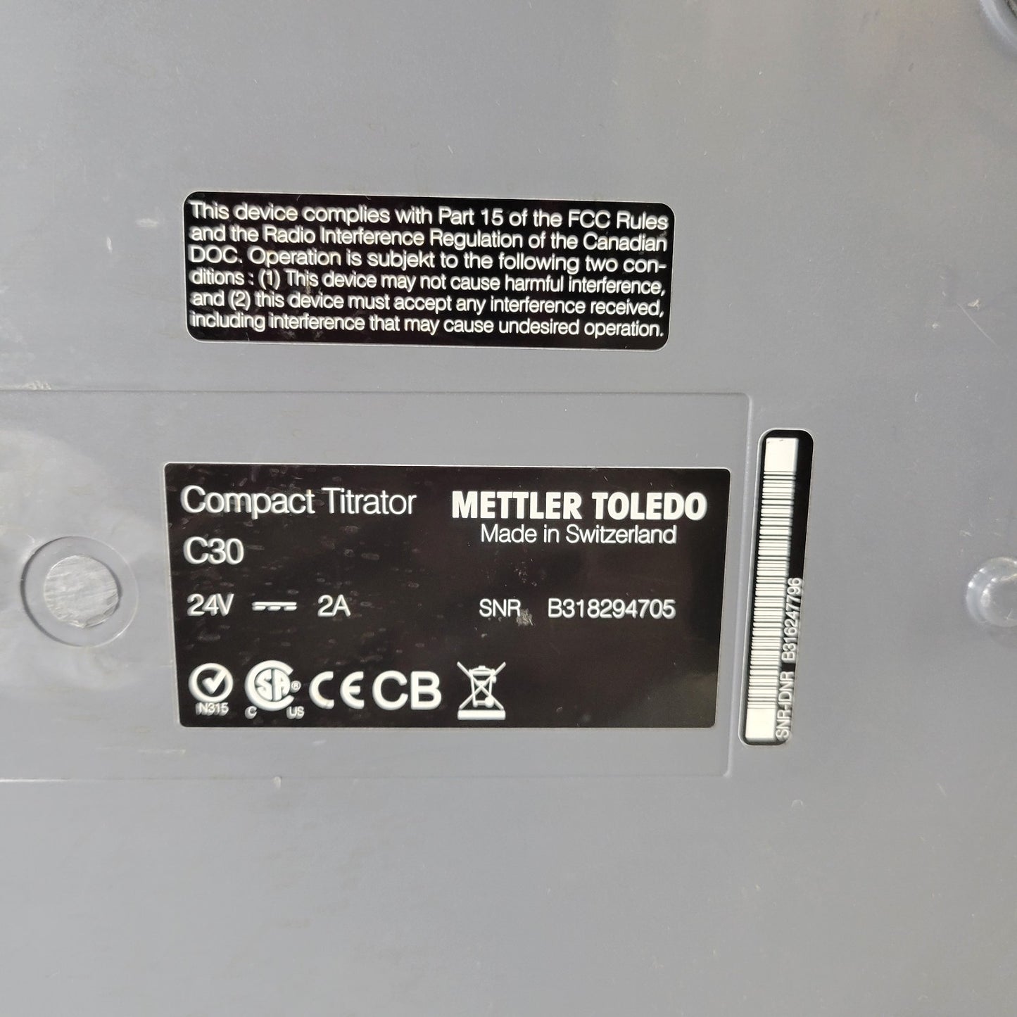 TESTED WORKS Mettler Toledo C30 Compact Coulometric KF Titrator Data Log 24VDC