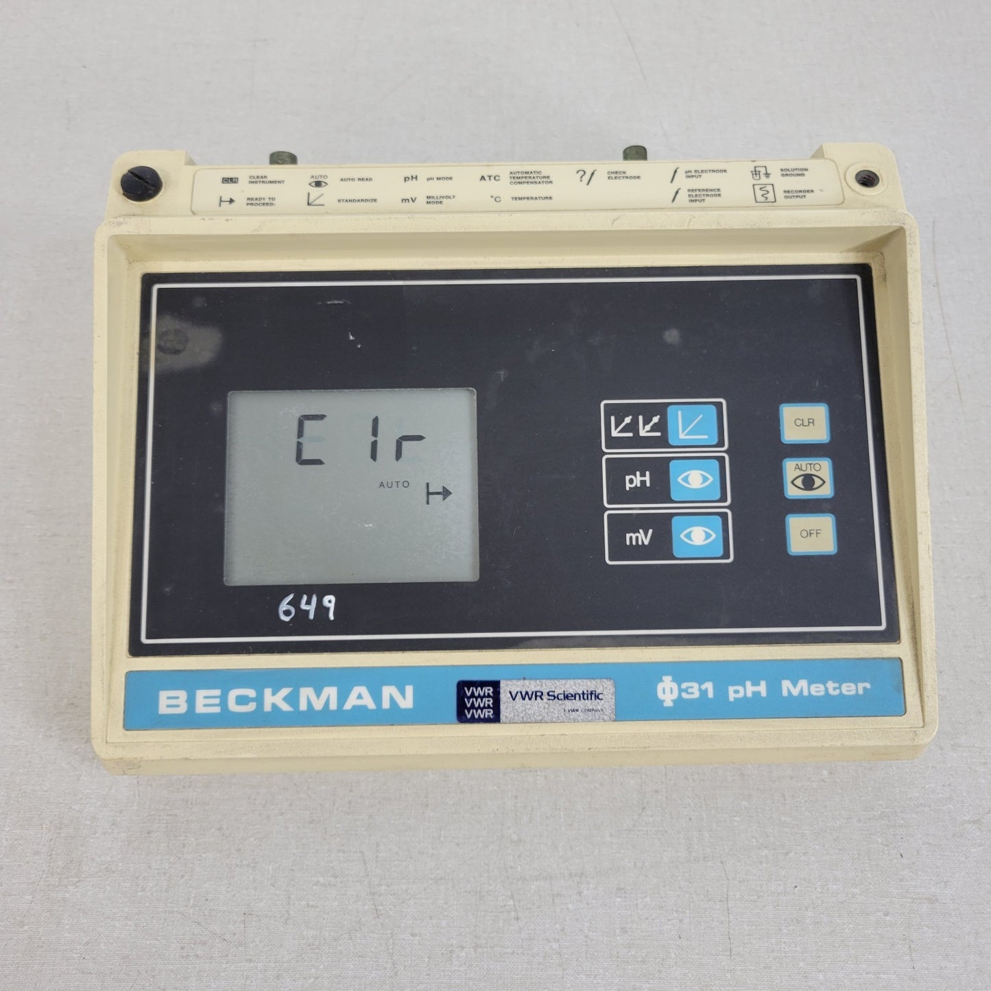 Beckman PHI 31 Precision Digital Display pH Meter Battery Powered 9V DC