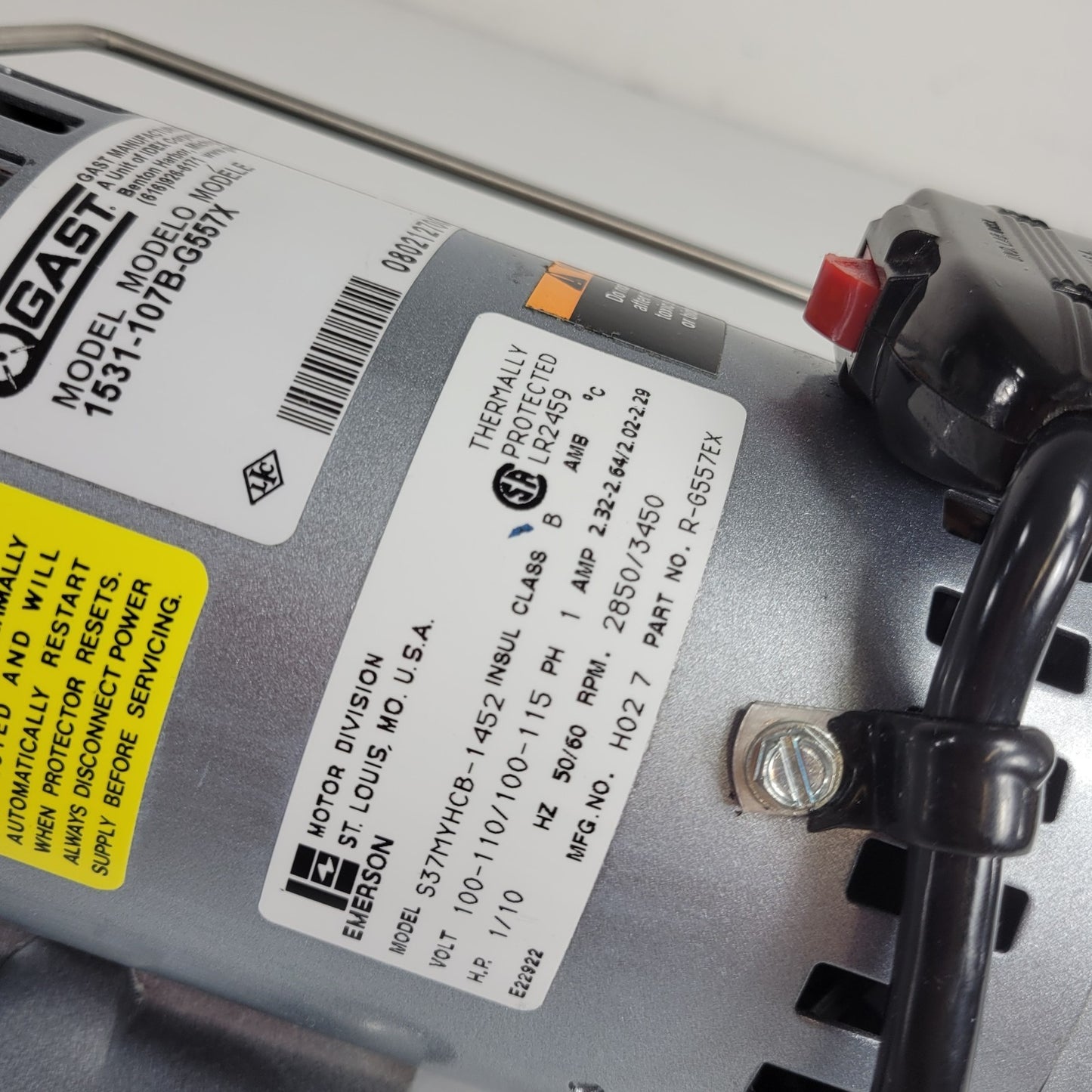 Tested Gast 1531-107B-G557X Rotary Compressor & Vacuum Pump Combination