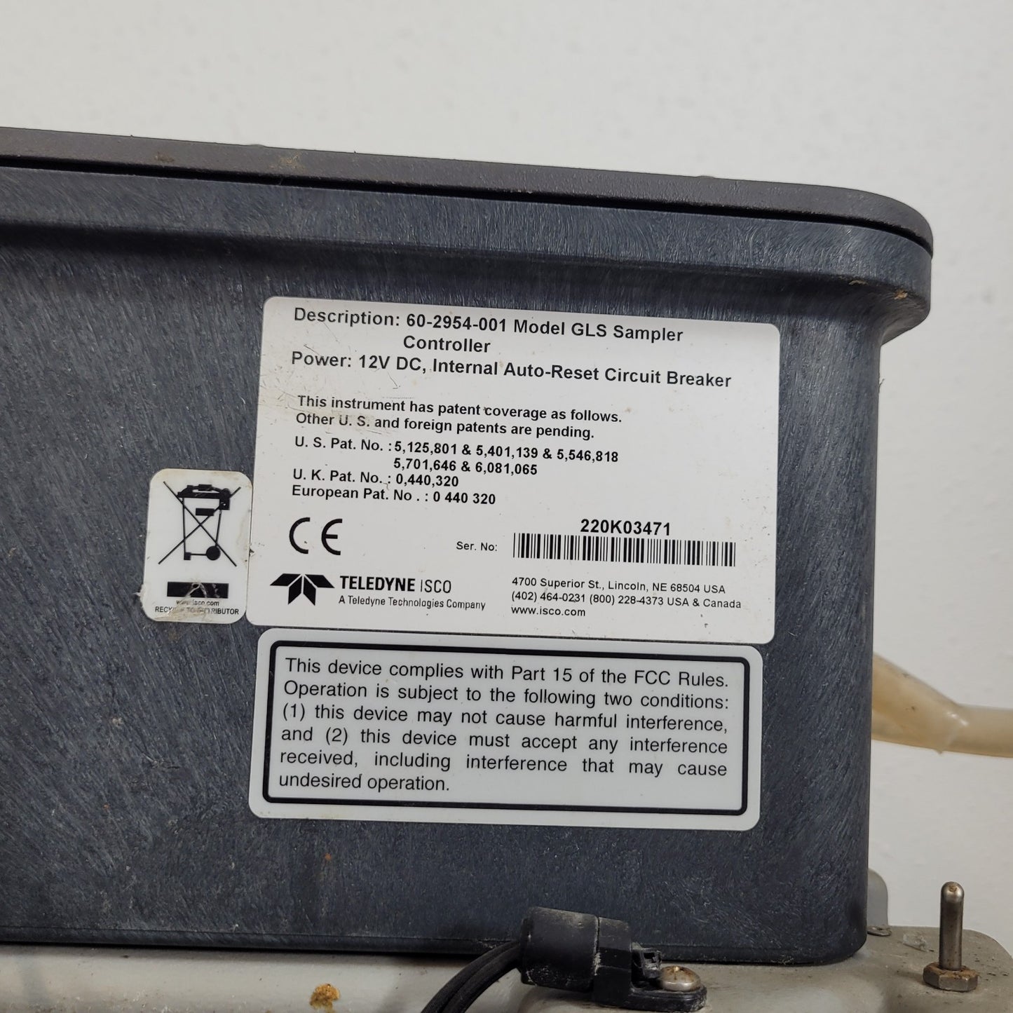 Teleydyne Isco 60-2954-001 GLS Water Sampler Controller Top Cover Center