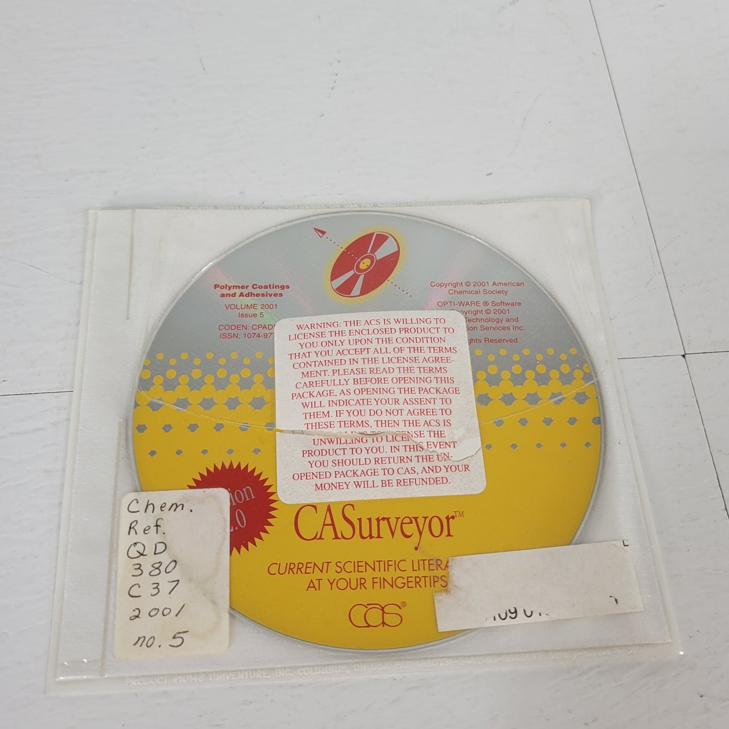 CASurveyor Polymer Coatings and Adhesives 2001 Issue 5 1074-9772 2 CD Disk