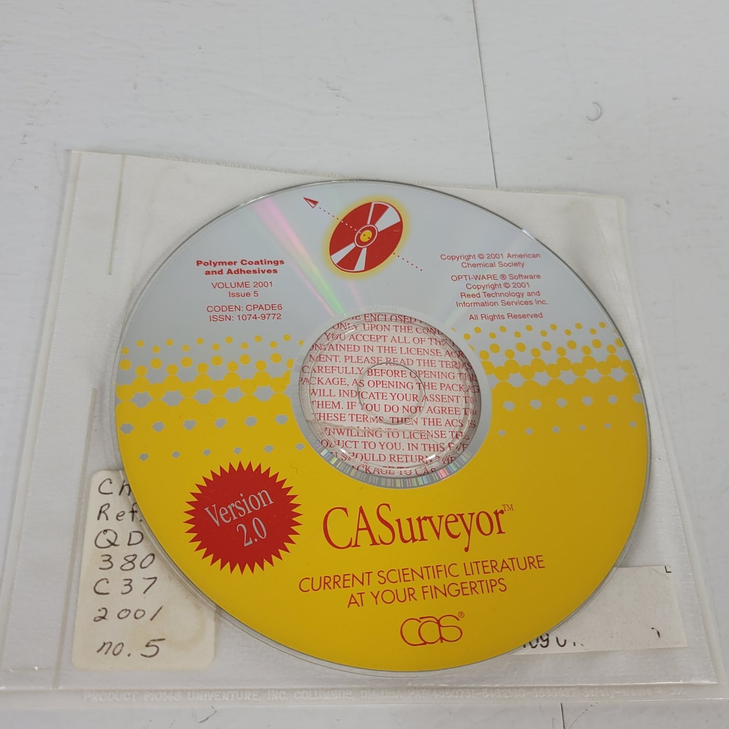 CASurveyor Polymer Coatings and Adhesives 2001 Issue 5 1074-9772 2 CD Disk