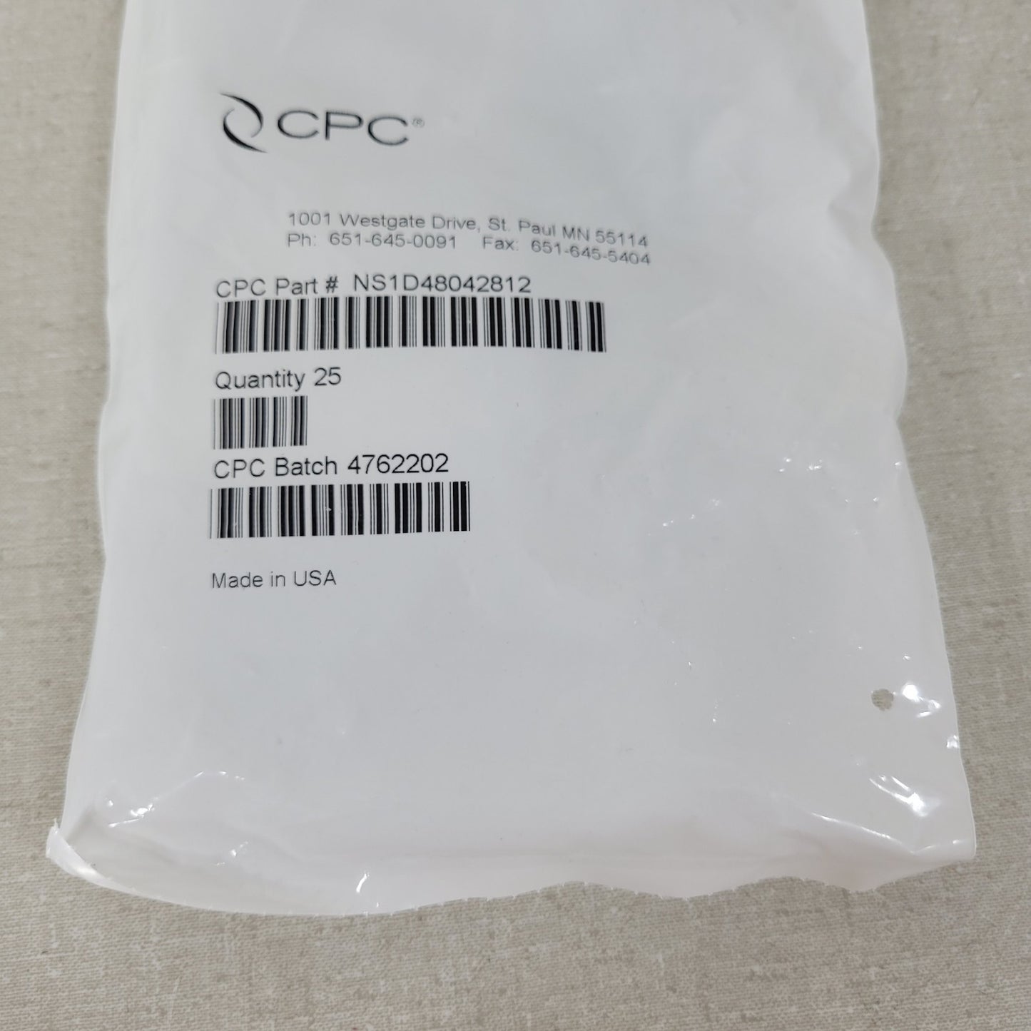 *Lot of 25* CPC NS1D48042812 1/4-28 Flat Bottom Port Valved Panel Mount Coupling