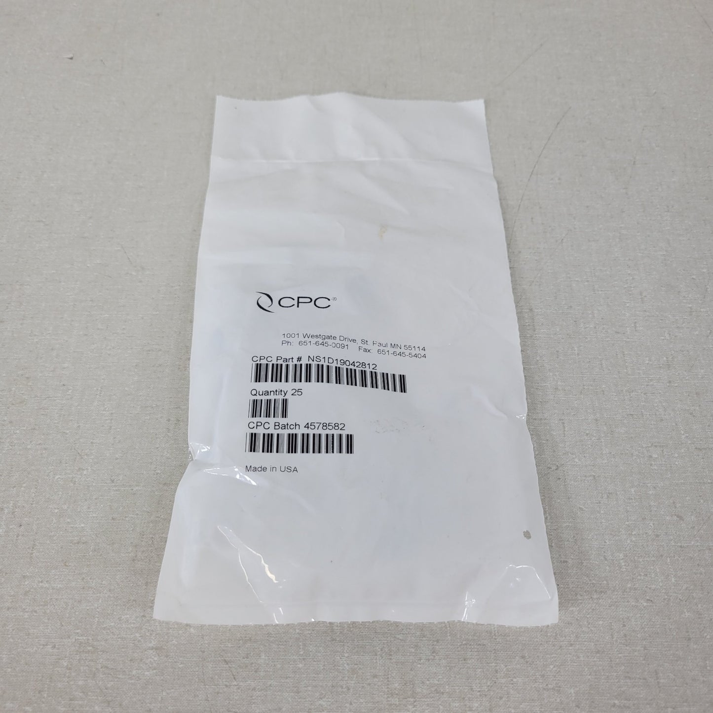 *Lot of 25* CPC NS1D19042812 1/4-28 Flat Bottom Port Valved In-Line Coupling
