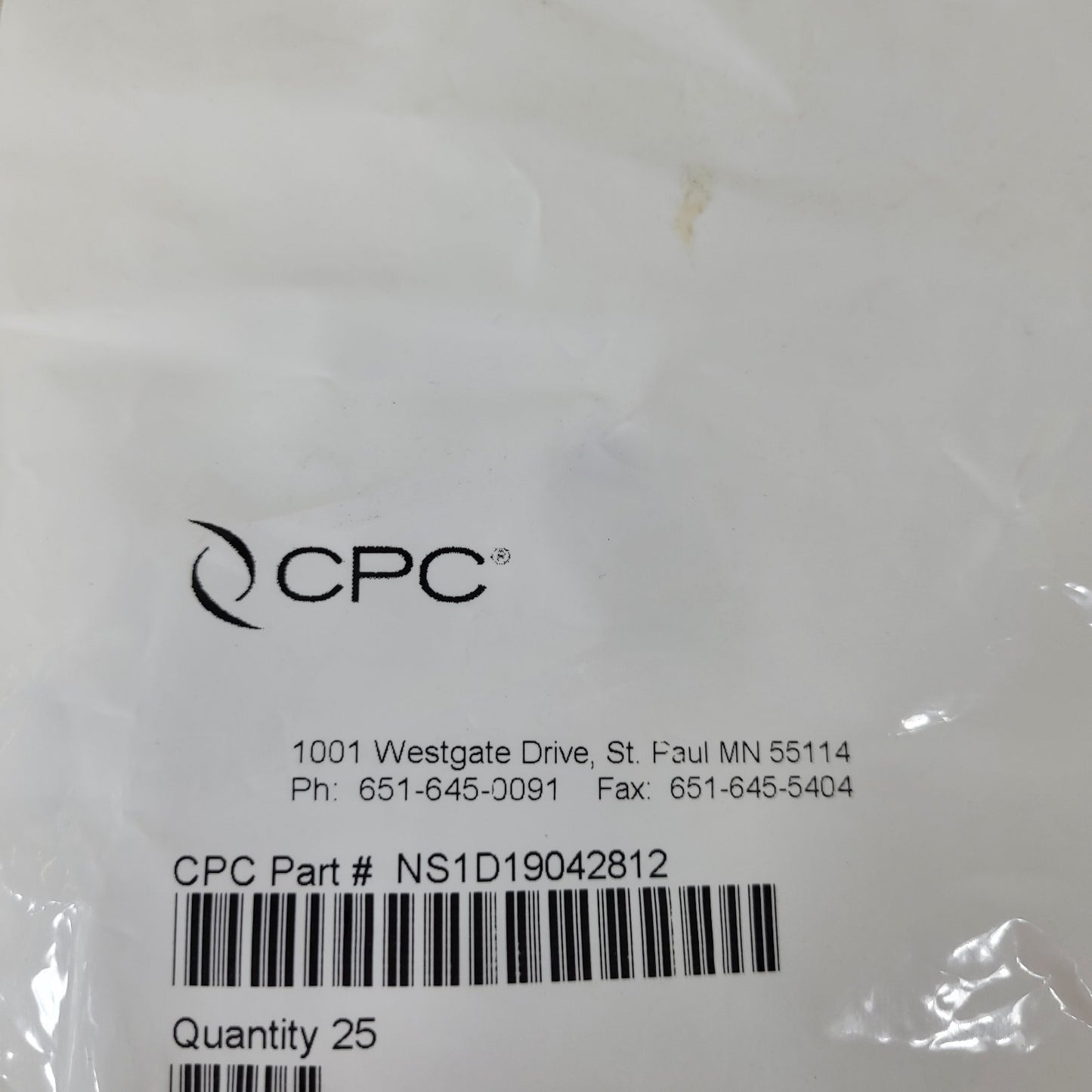 *Lot of 25* CPC NS1D19042812 1/4-28 Flat Bottom Port Valved In-Line Coupling