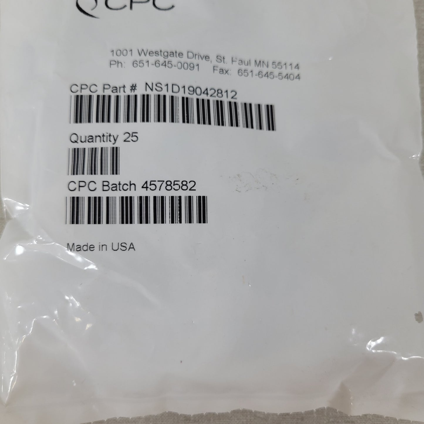*Lot of 25* CPC NS1D19042812 1/4-28 Flat Bottom Port Valved In-Line Coupling