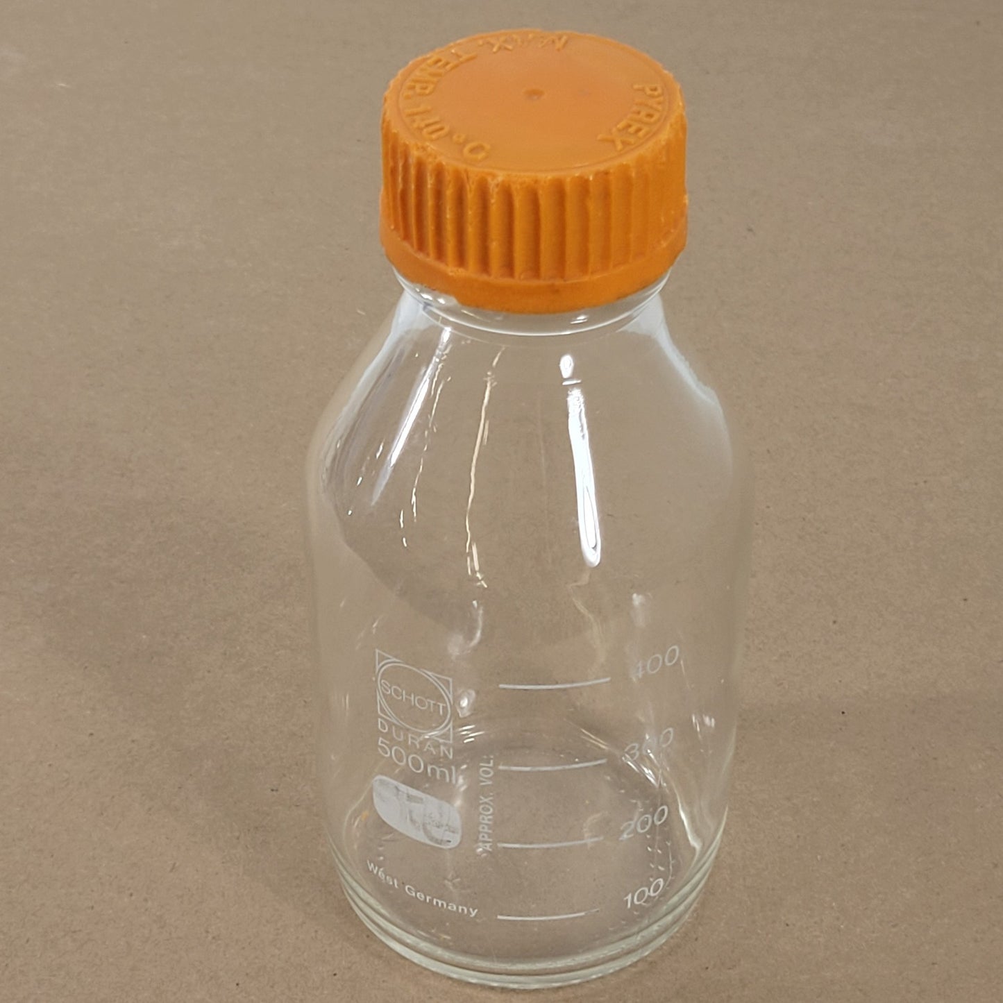 Pyrex Schott Duran 500mL Glass Reagent Bottle Vessel Laboratory 140° Max Temp