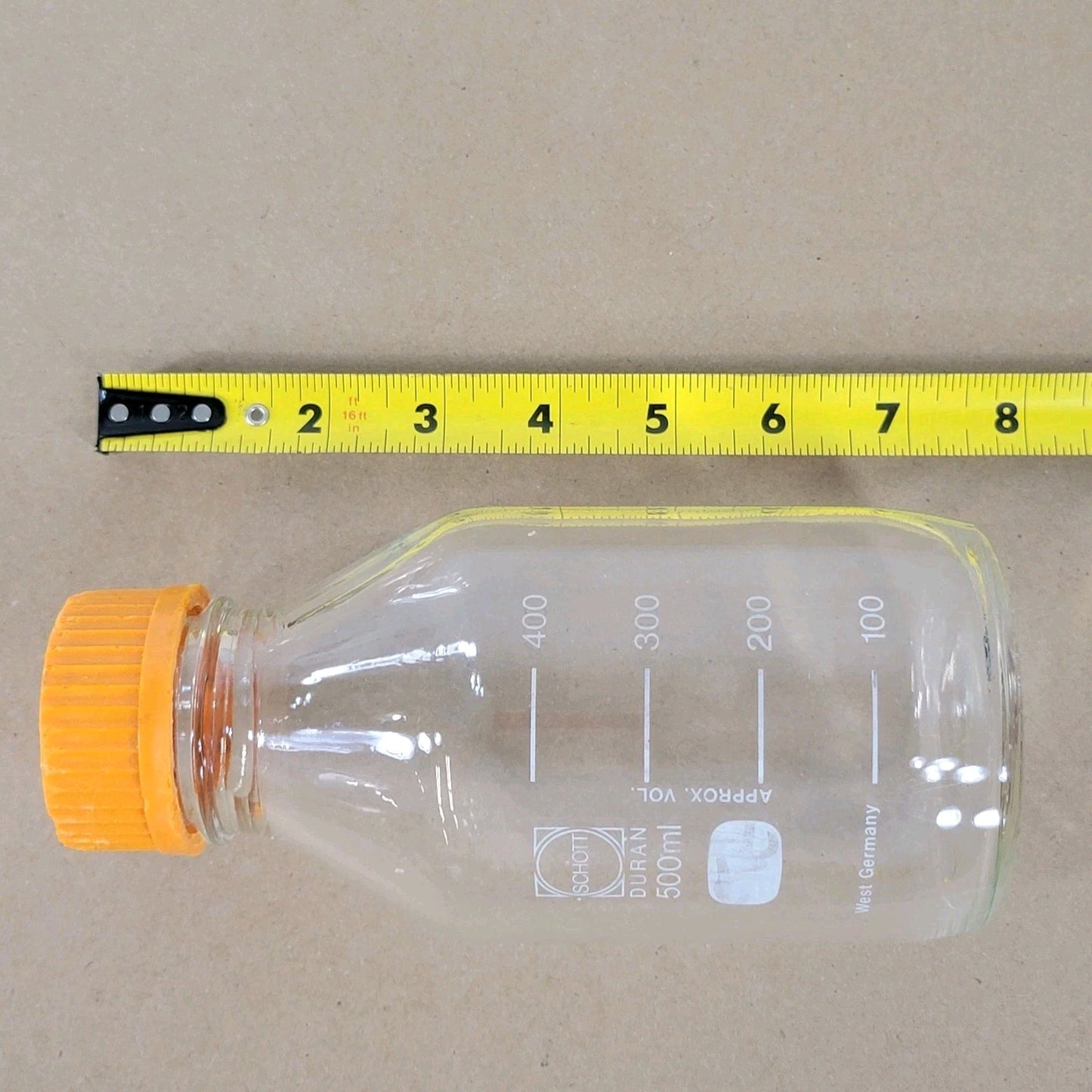 Pyrex Schott Duran 500mL Glass Reagent Bottle Vessel Laboratory 140° Max Temp
