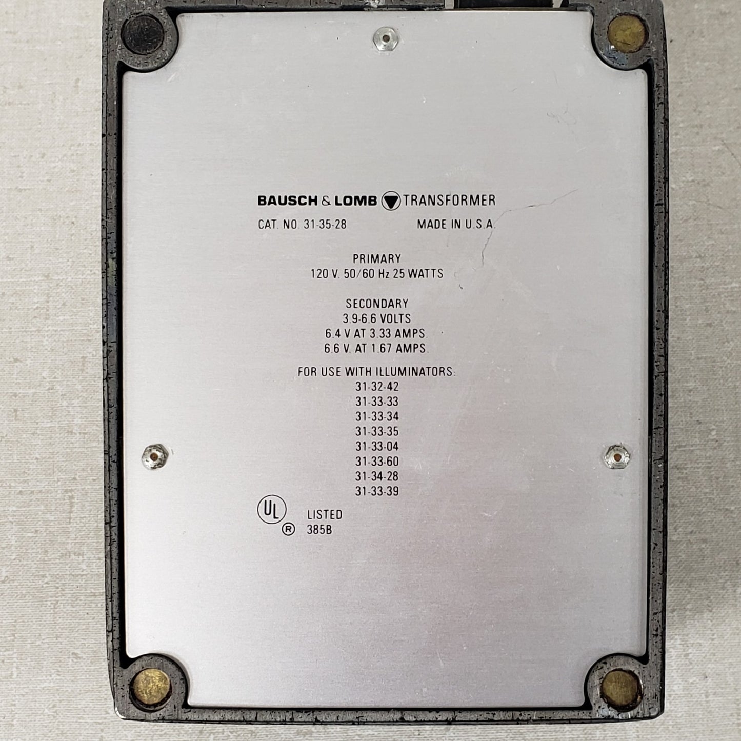 Bausch & Lomb 31-35-28 Illuminator & Transformer For Microscope Adjustable Stand
