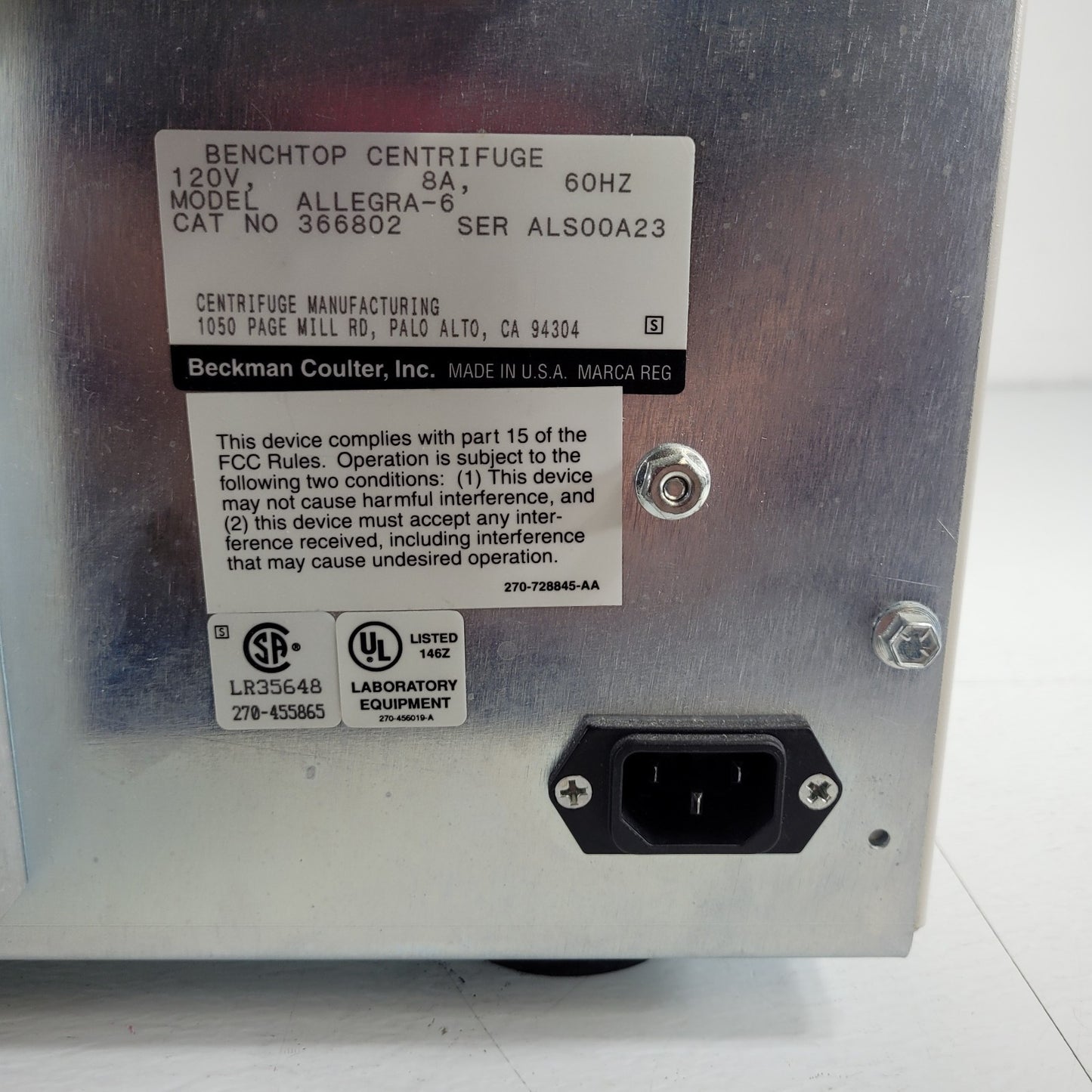 TESTED Beckman Coulter Allegra 6 Centrifuge 8000RPM Max w 3750RPM Rotor, Manuals