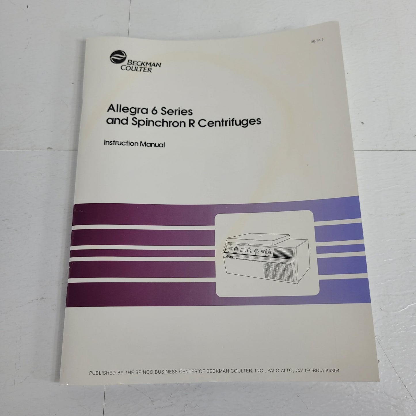 TESTED Beckman Coulter Allegra 6 Centrifuge 8000RPM Max w 3750RPM Rotor, Manuals