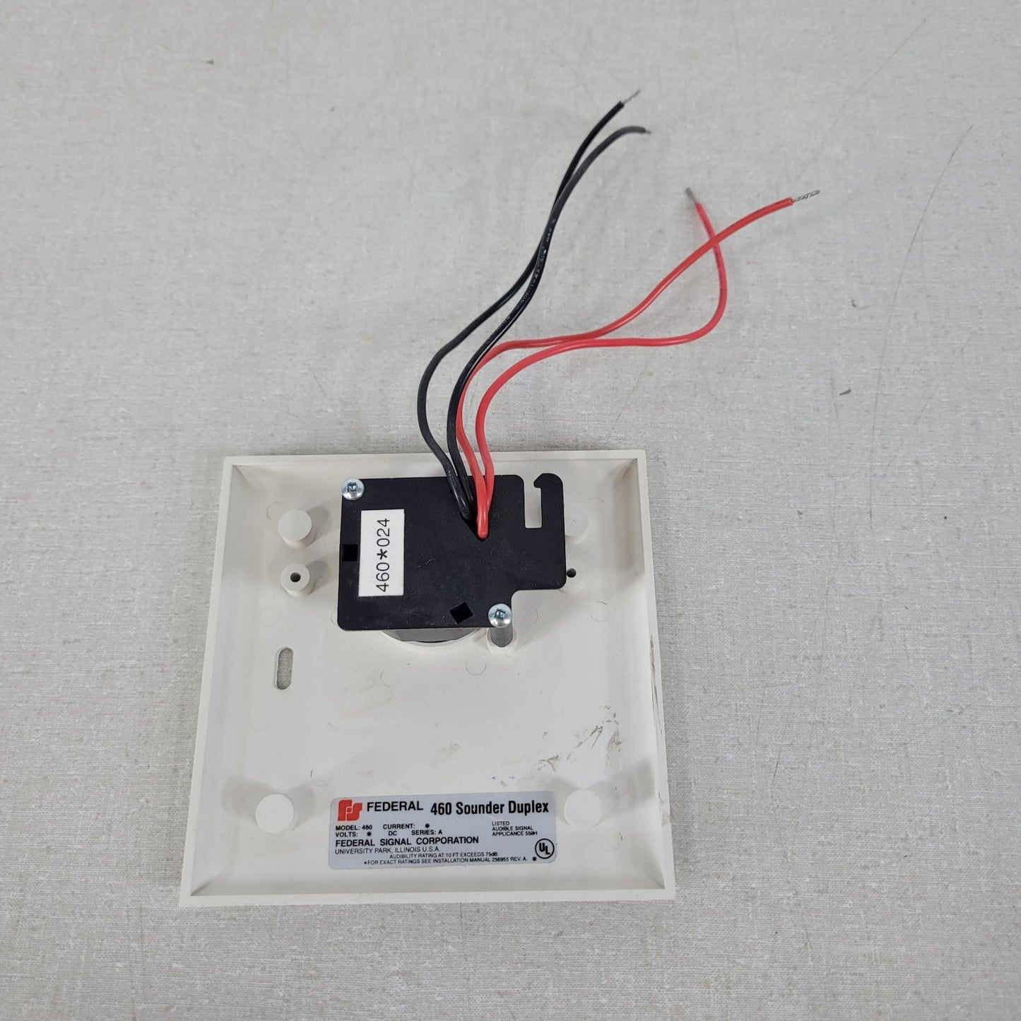 Federal Signal 460 Sounder Duplex Audibility Rating at 10ft Exceedss 75dB
