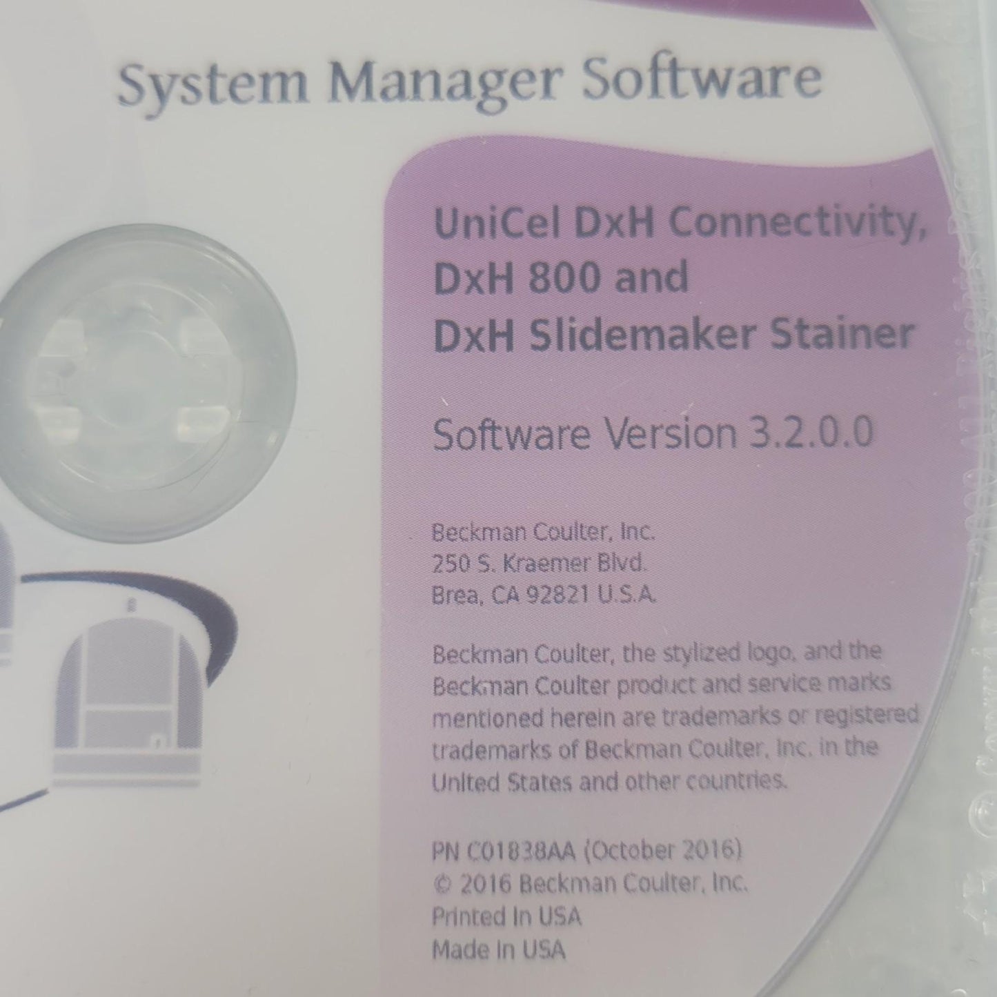 Beckman Coulter C01839AA UniCel Connectivity DxH 800 Slidemaker Disk System Man