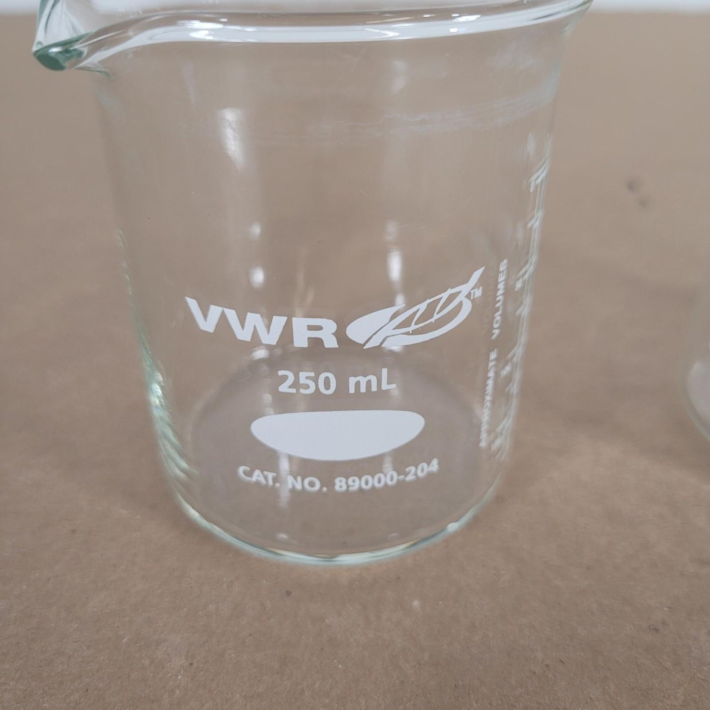 *Lot of 2* VWR 89000-204 250mL Borosilicate Glass Low Form Beaker