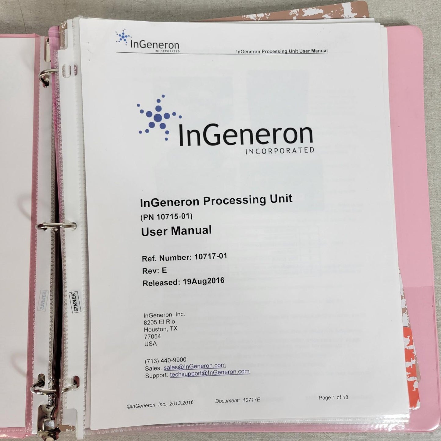 InGeneron 10715-01 Heatable Centrifuge Tissue PRP Processing System w/ Manual