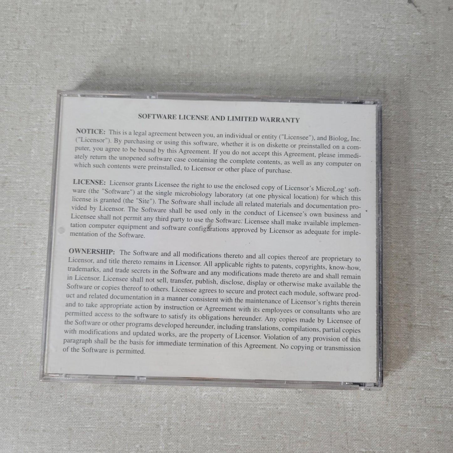 Biolog 341612 Microlog 3 Version 4.2 WE Program CD w/ Authorization Floppy Disk