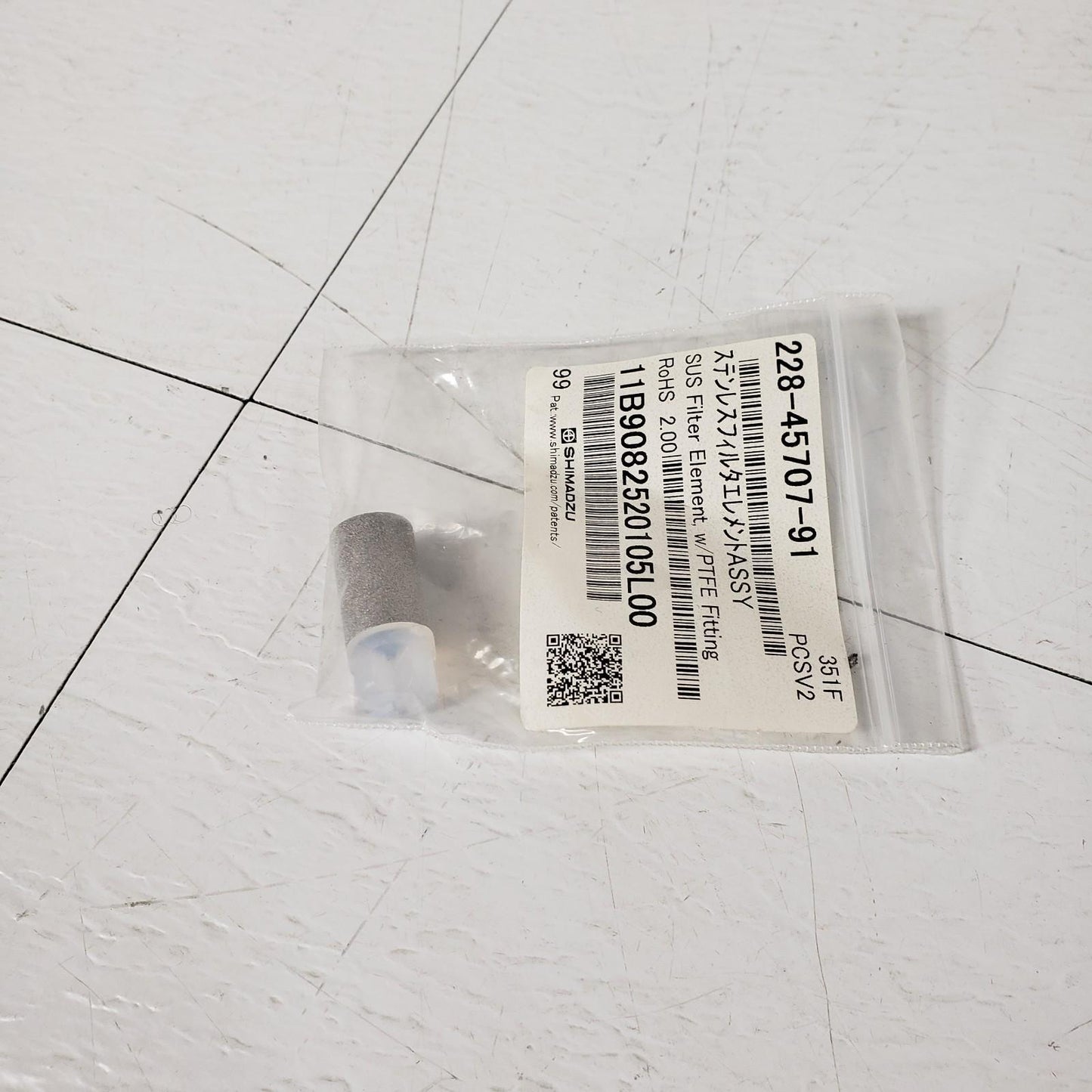 Shimadzu 228-45707-91 Stainless Steel Suction Filter Element With PTFE Fitting