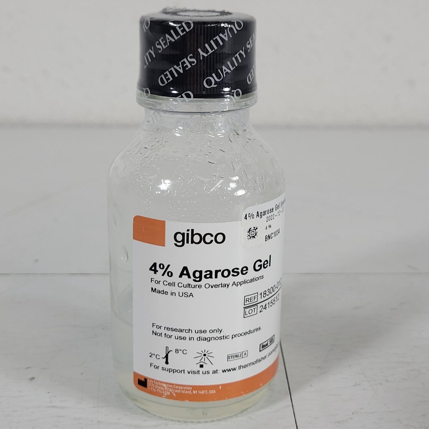Thermo Fisher Gibco 18300-012 4% Agarose Gel Cell Culture Overlay Sterile 40ml