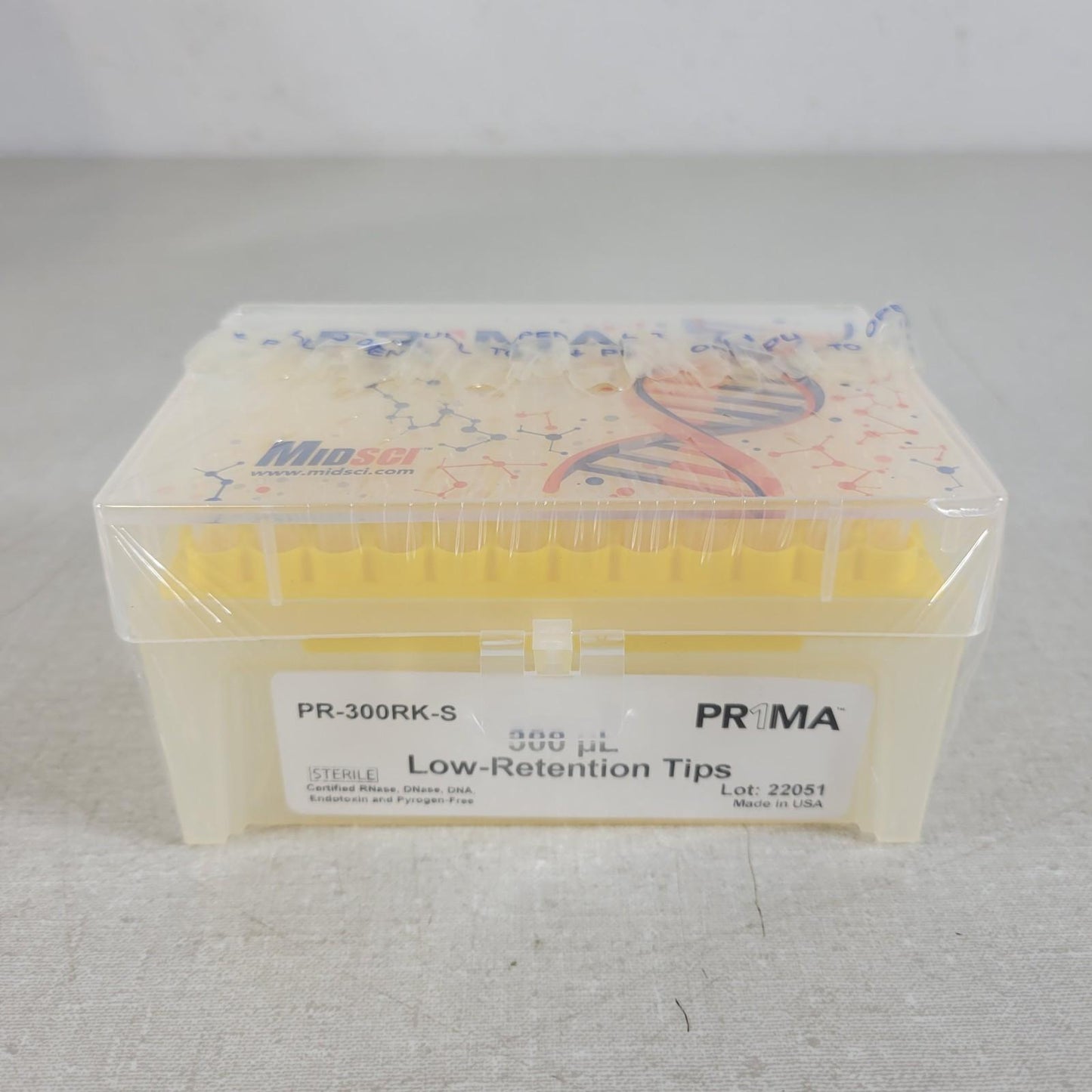 Midsci PR-300RK-S Prima 300ul Pipette Tips Racked Clear Low-Ret 10 Racks 96 Tips
