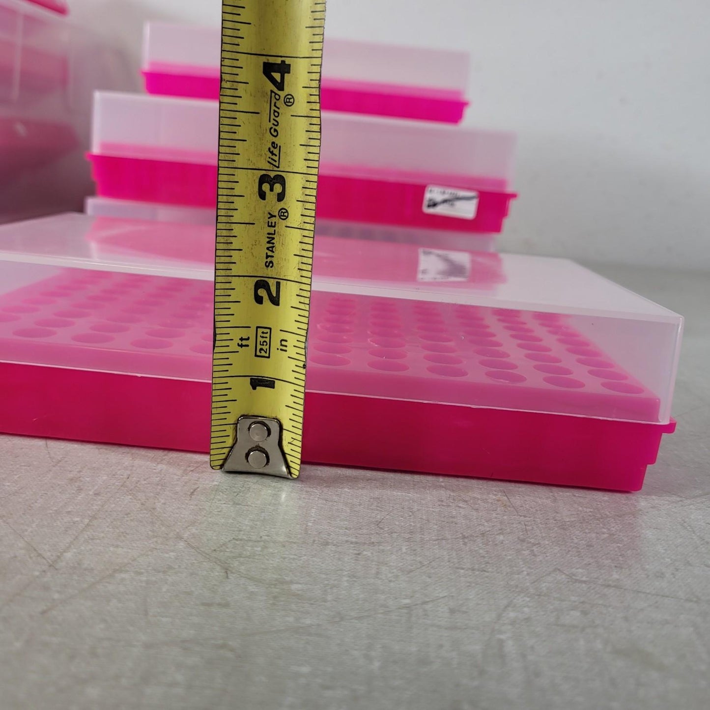 Lot Of 6 96-Well Tube PCR Microtube Storage Preparation Rack Pink Cover