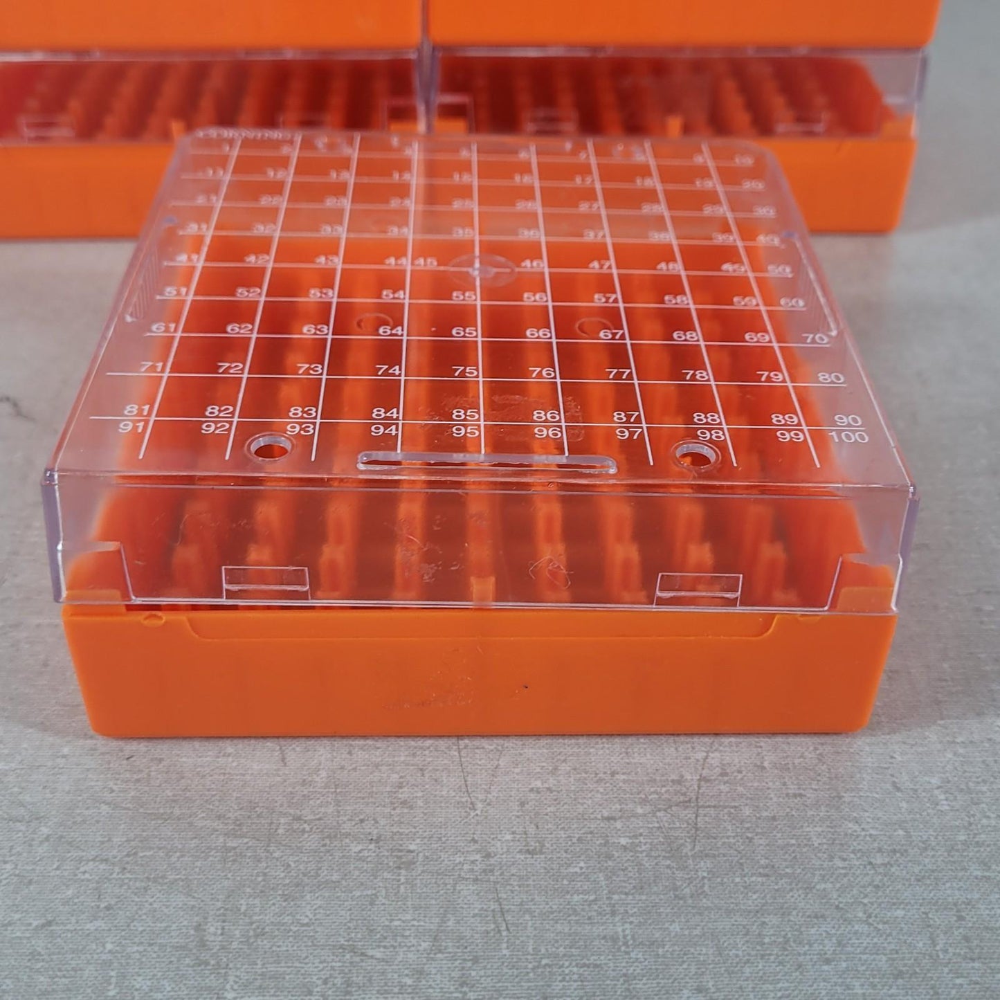 Lot Of 10x Corning 431121 Cryogenic Vial Storage Box Orange Polycarbonate
