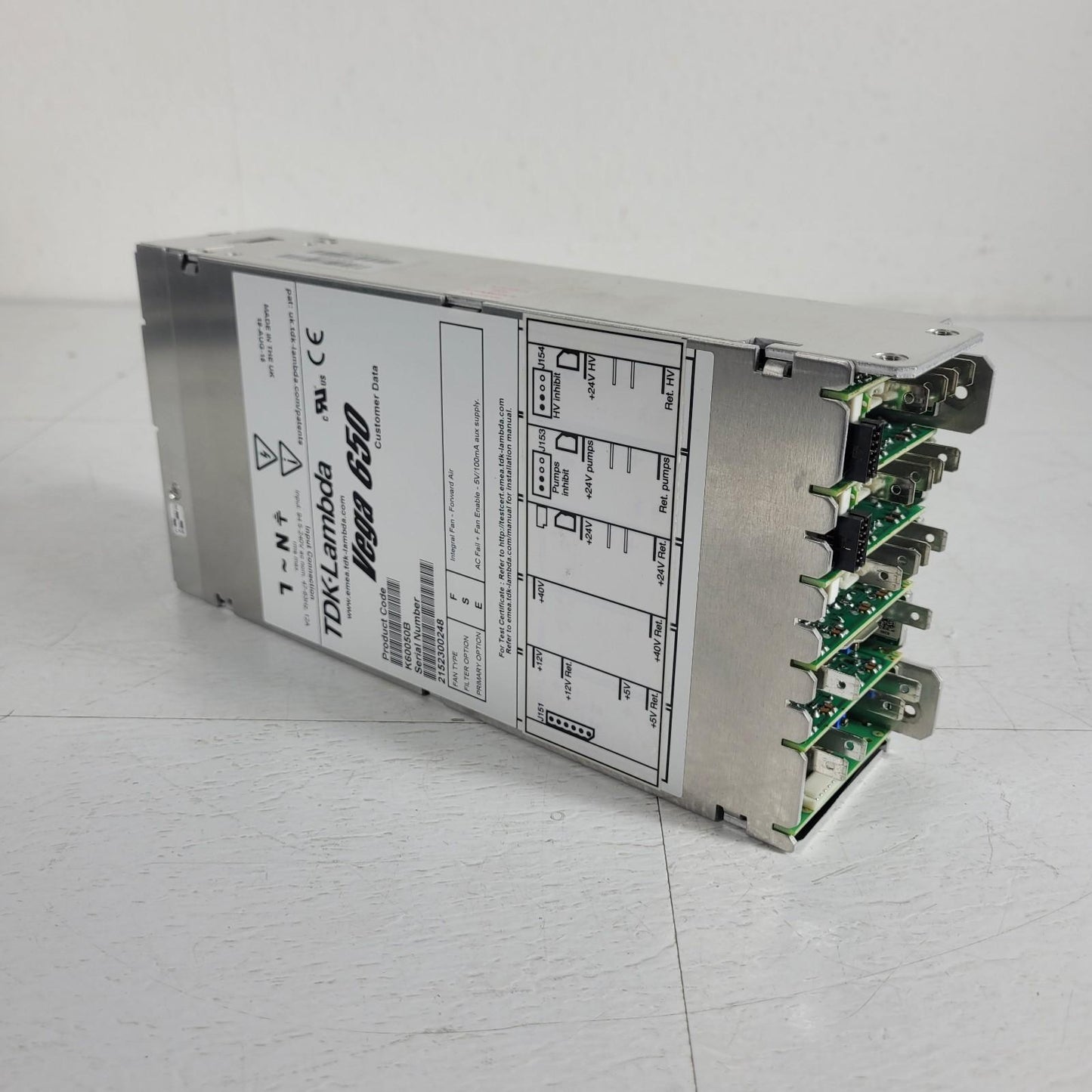 TDK Lambda Vega 650 K60050B Modular Power Supply 110-240V 12A 12VDC 5VDC 24VDC